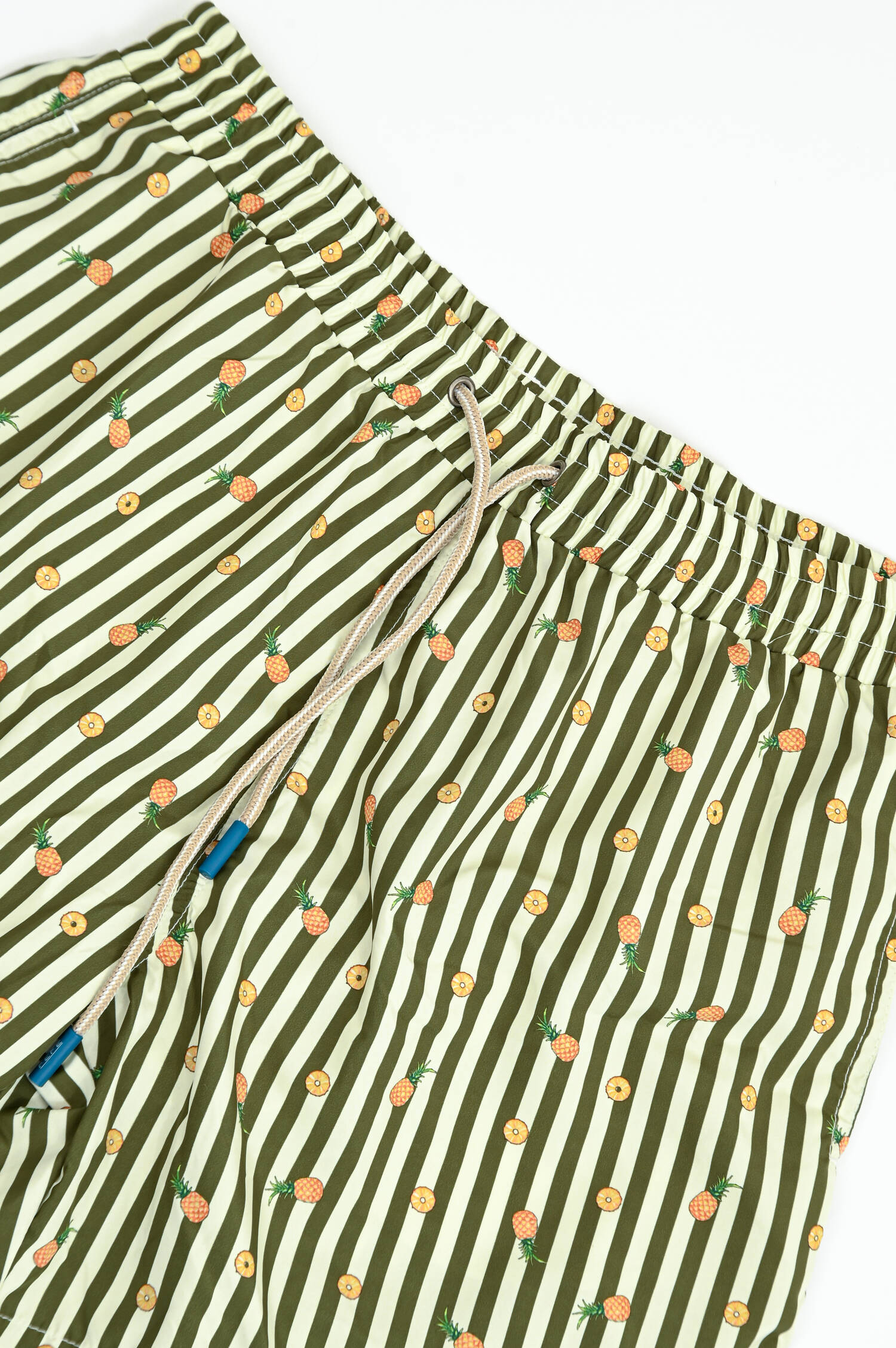 Gestreifte Badehose mit Ananas-Print in Grün