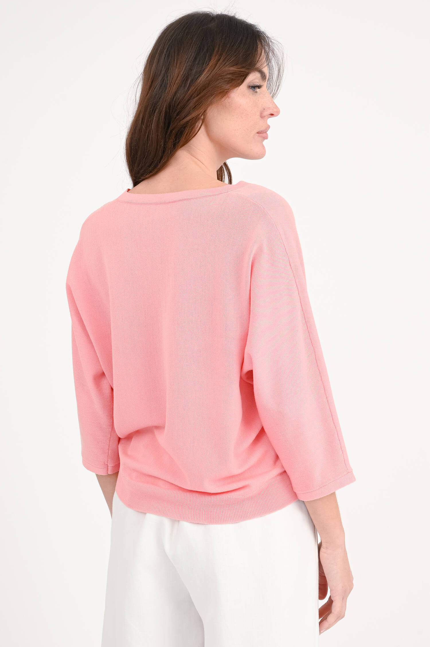 Pullover aus Wolle mit V-Ausschnitt in Fresh Peach