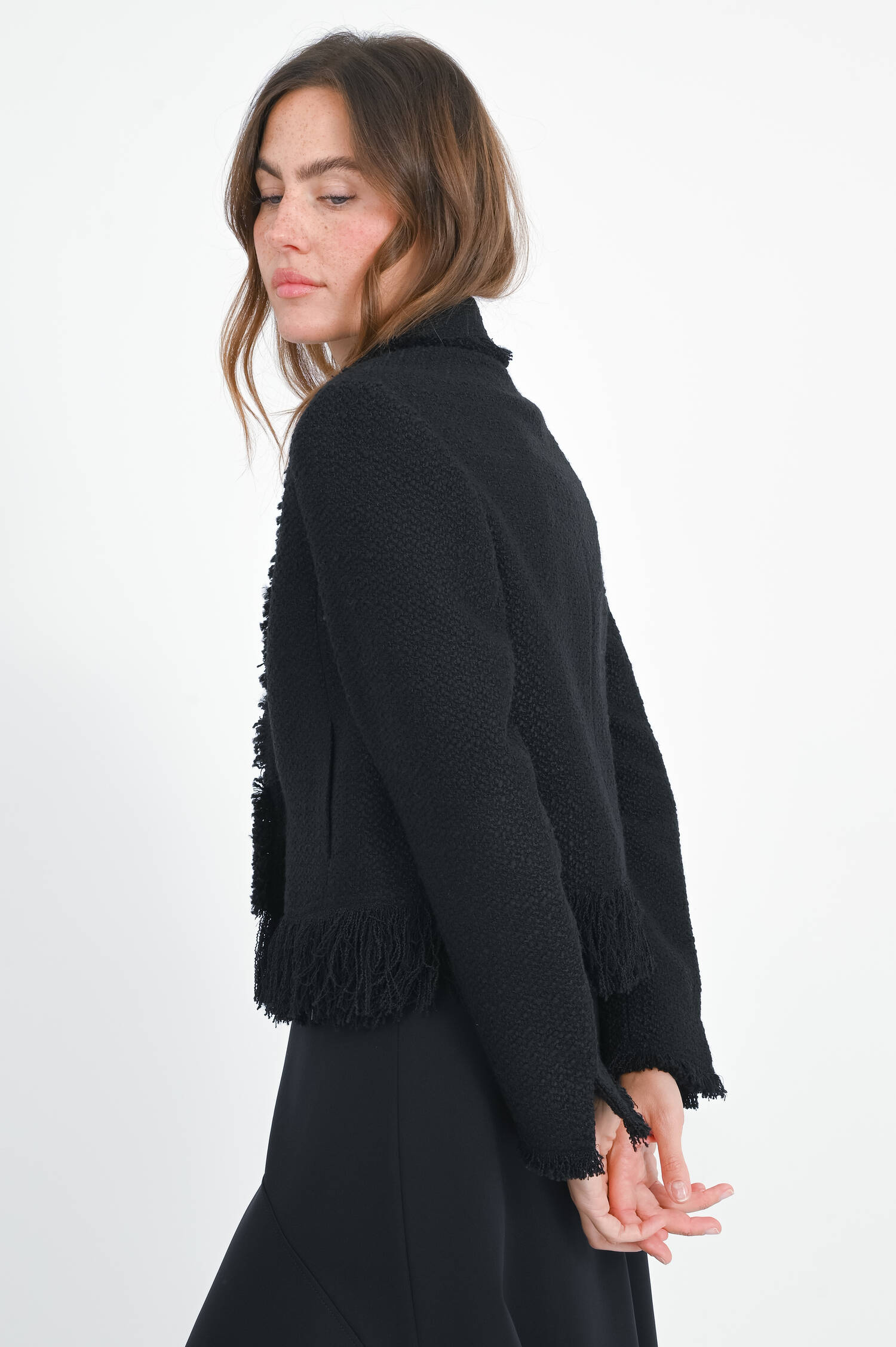 Kurze Tweed-Jacke in Black