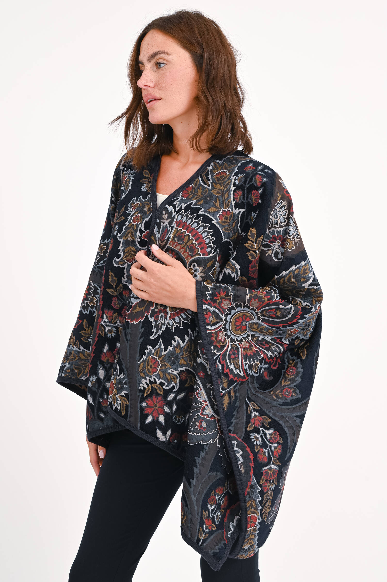 Wende-Cape/Poncho in Multicolor gemustert