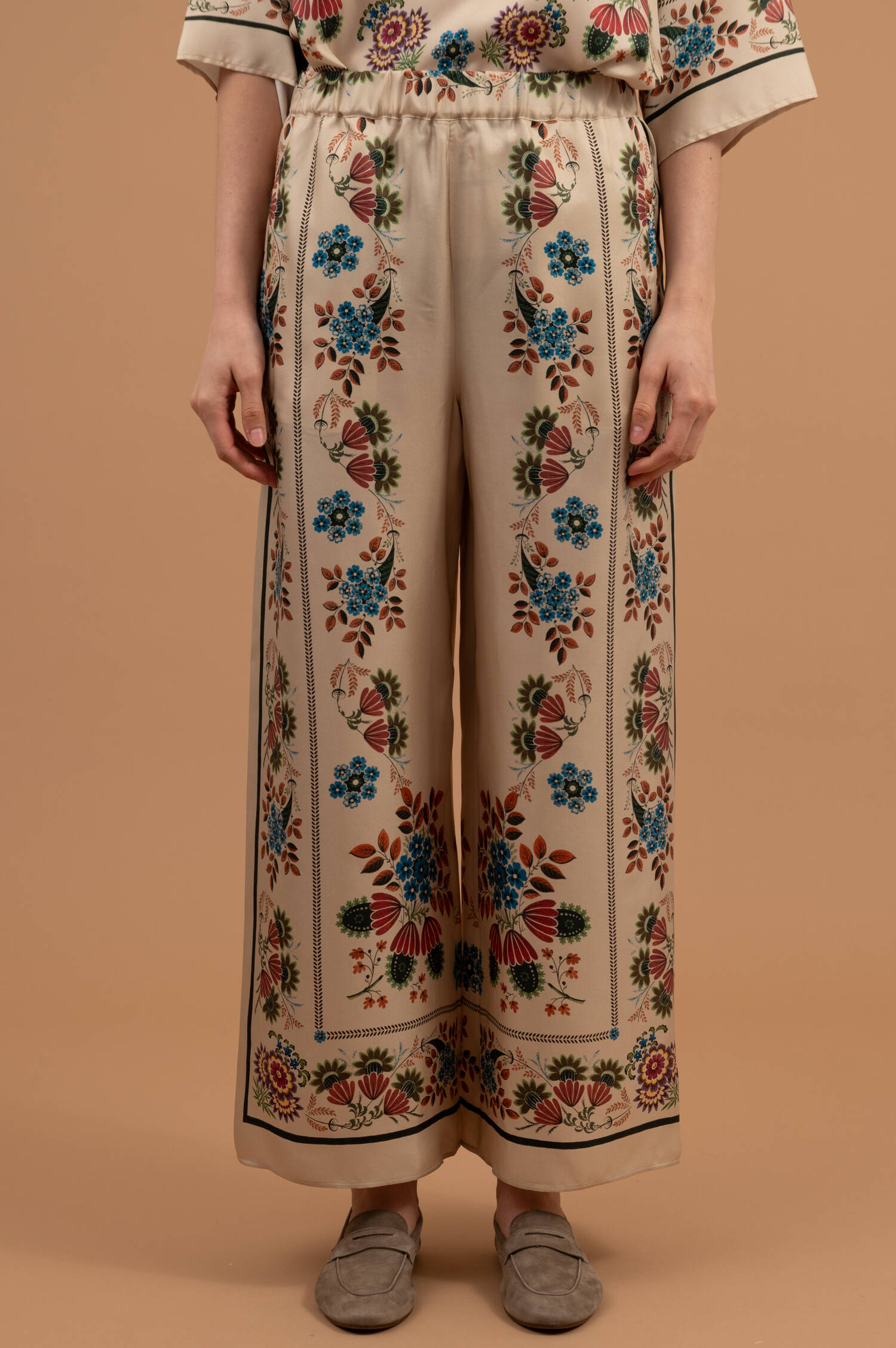 Wide Leg Seidenschlupfhose SNACK in Elfenbeinbeige