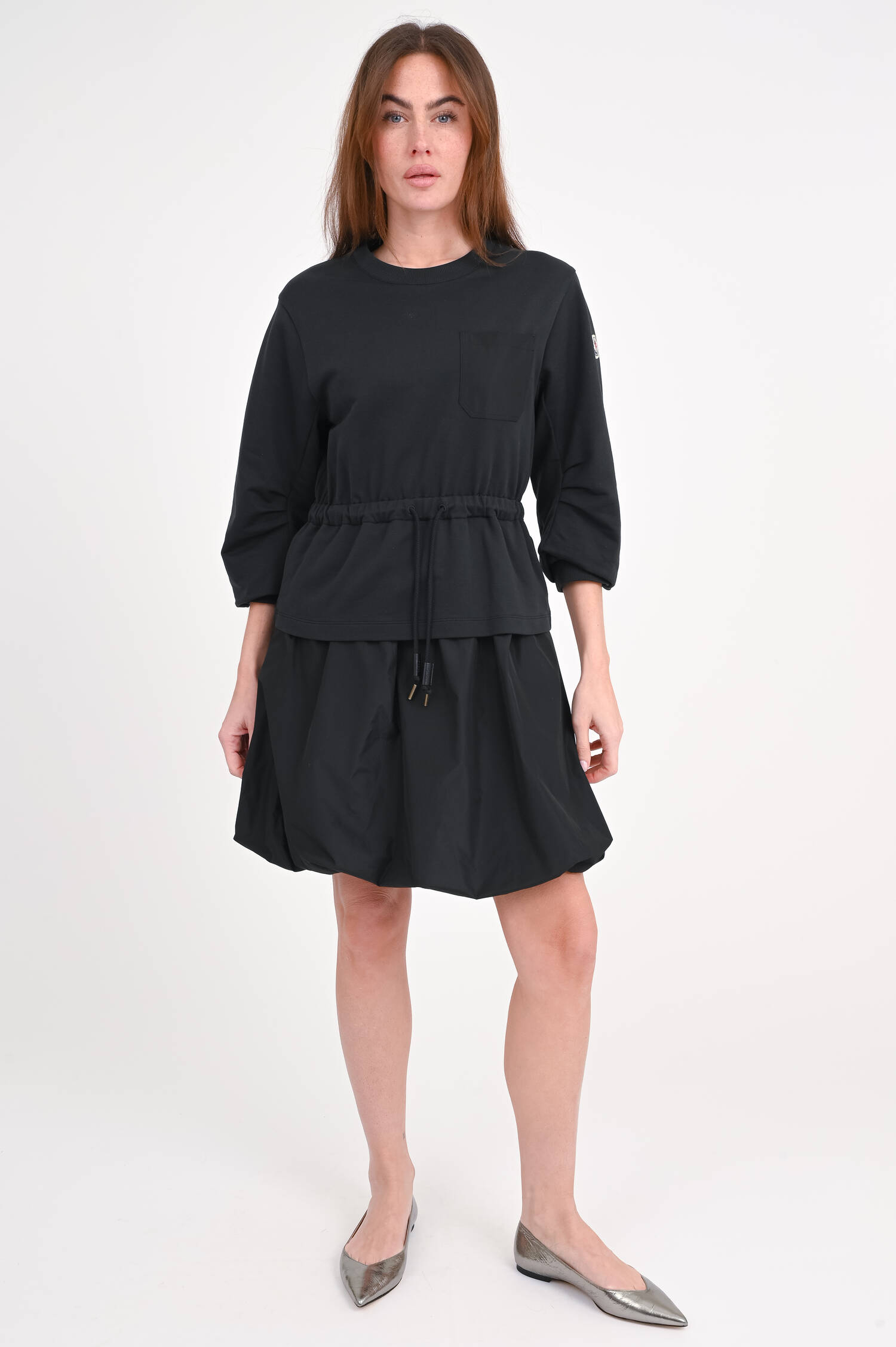 Kleid mit Ballonsaum in Schwarz