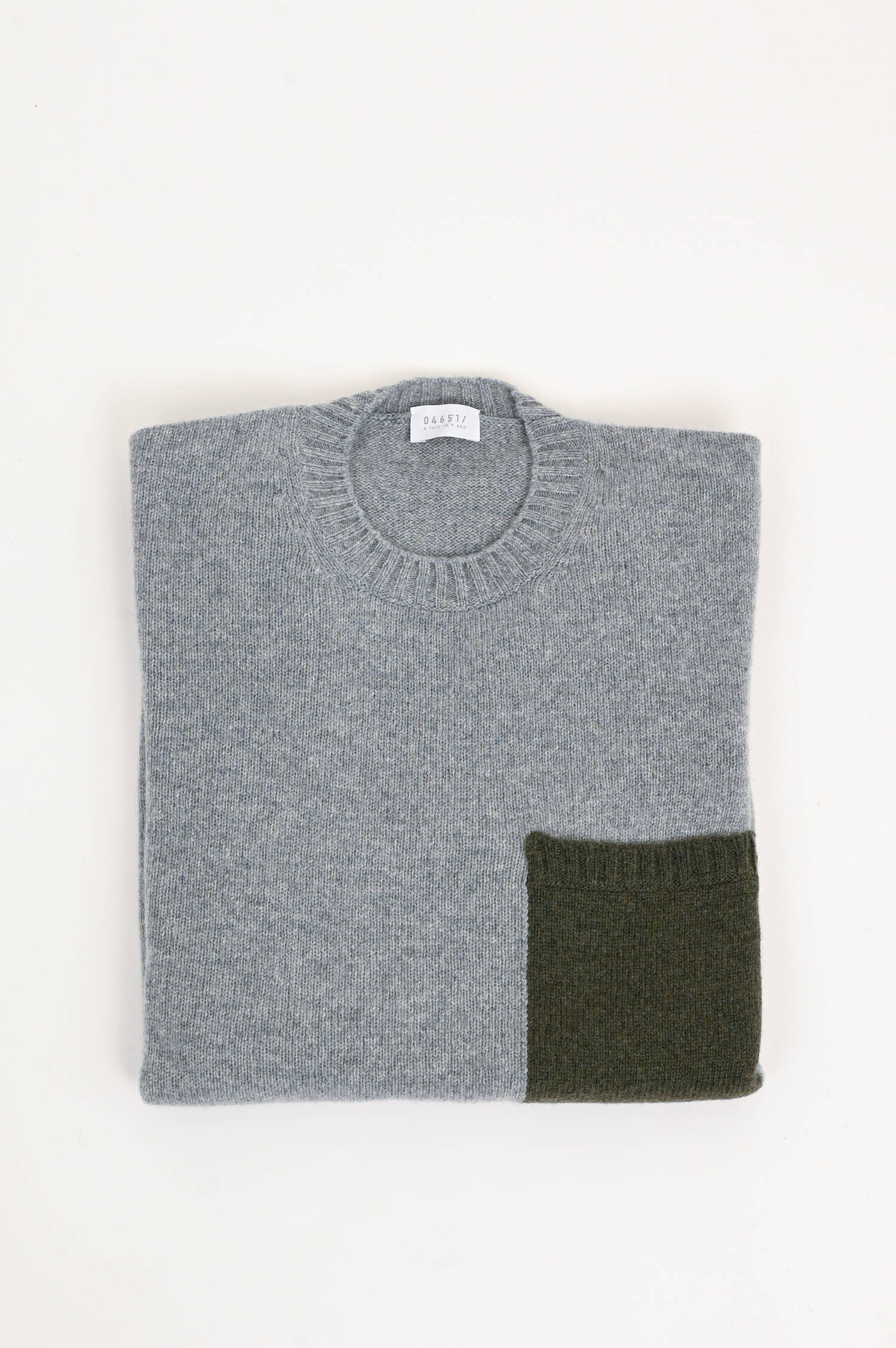 Cashmere-Strickpullover in Grau/Oliv