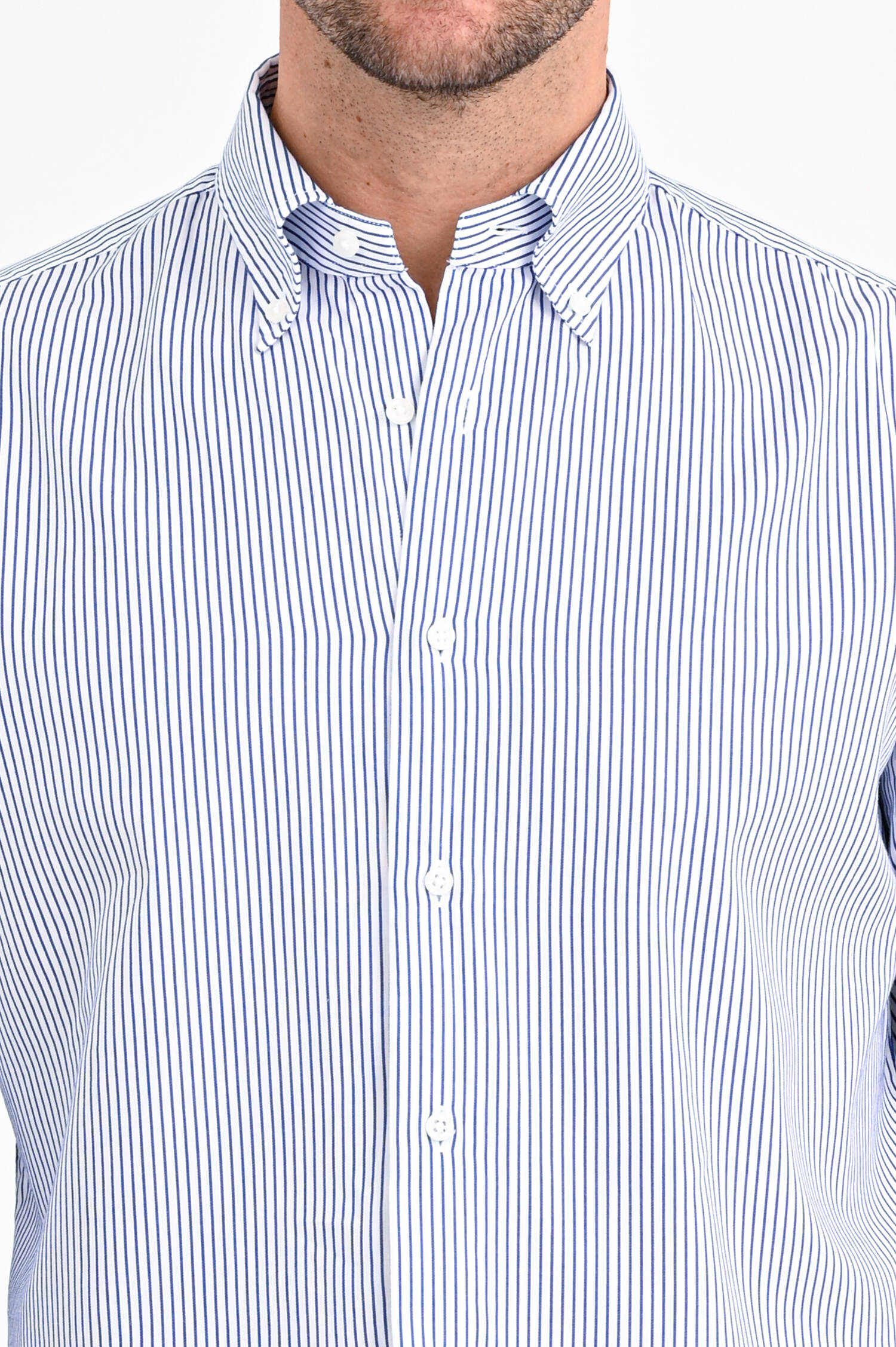 Gestreiftes Oxford Hemd in Weiß/Navy