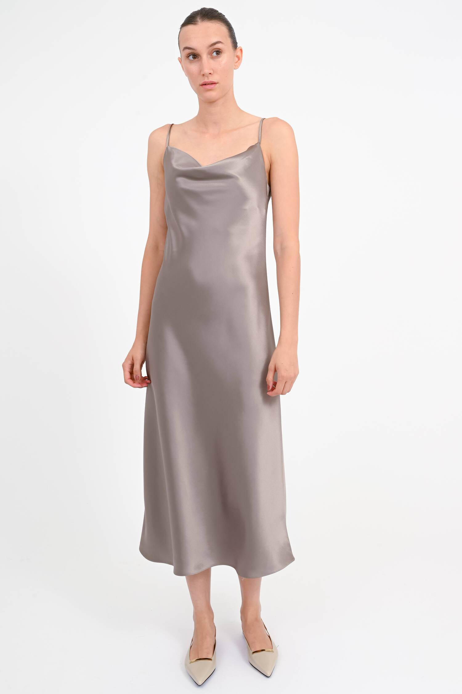 Midi-Satinkleid in Roasted Cashew Midi-Satinkleid in Roasted Cashew