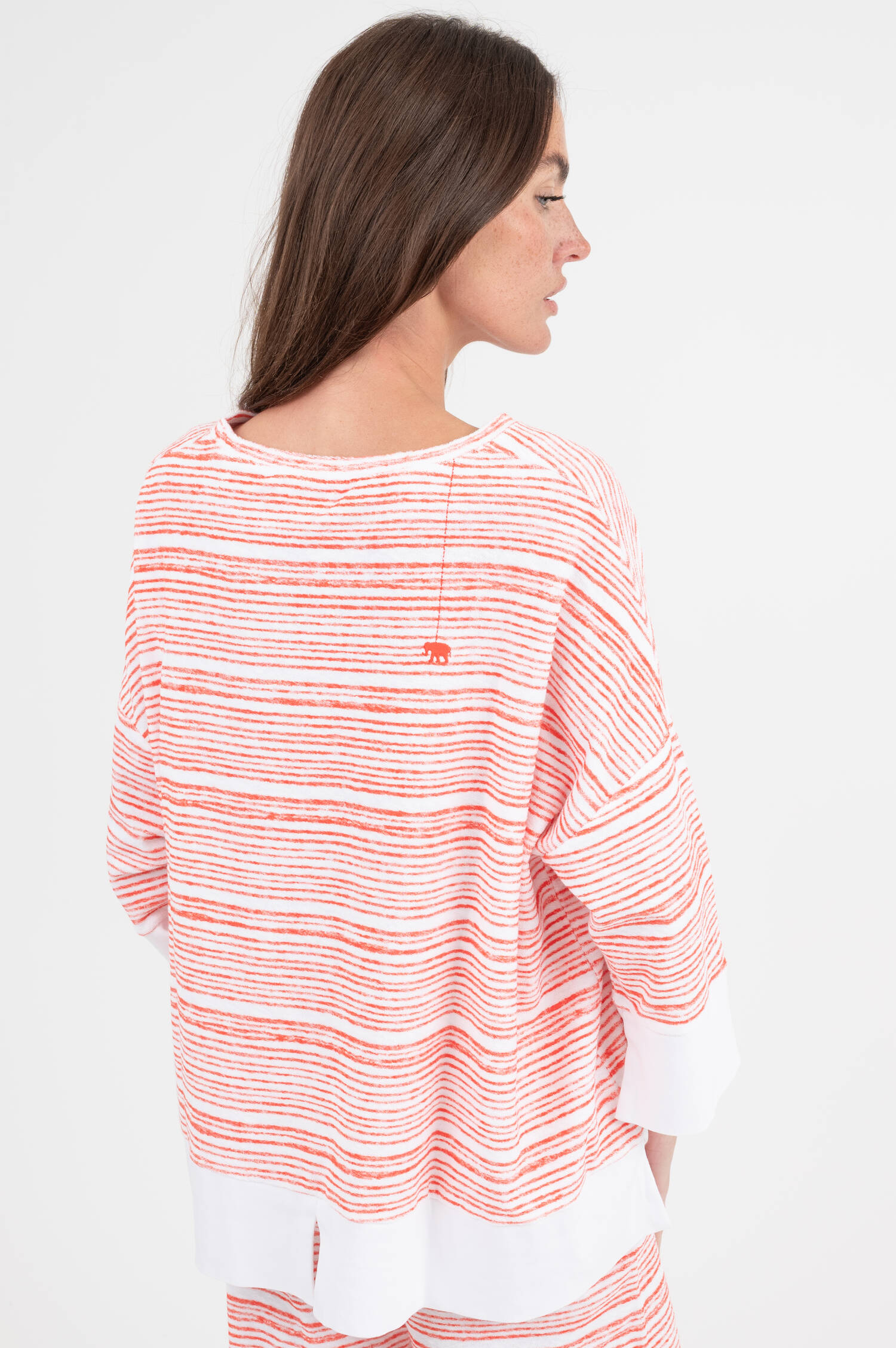 Frottee Sweater TULLI in Rot/Weiß gestreift Frottee Sweater TULLI in Rot/Weiß gestreift