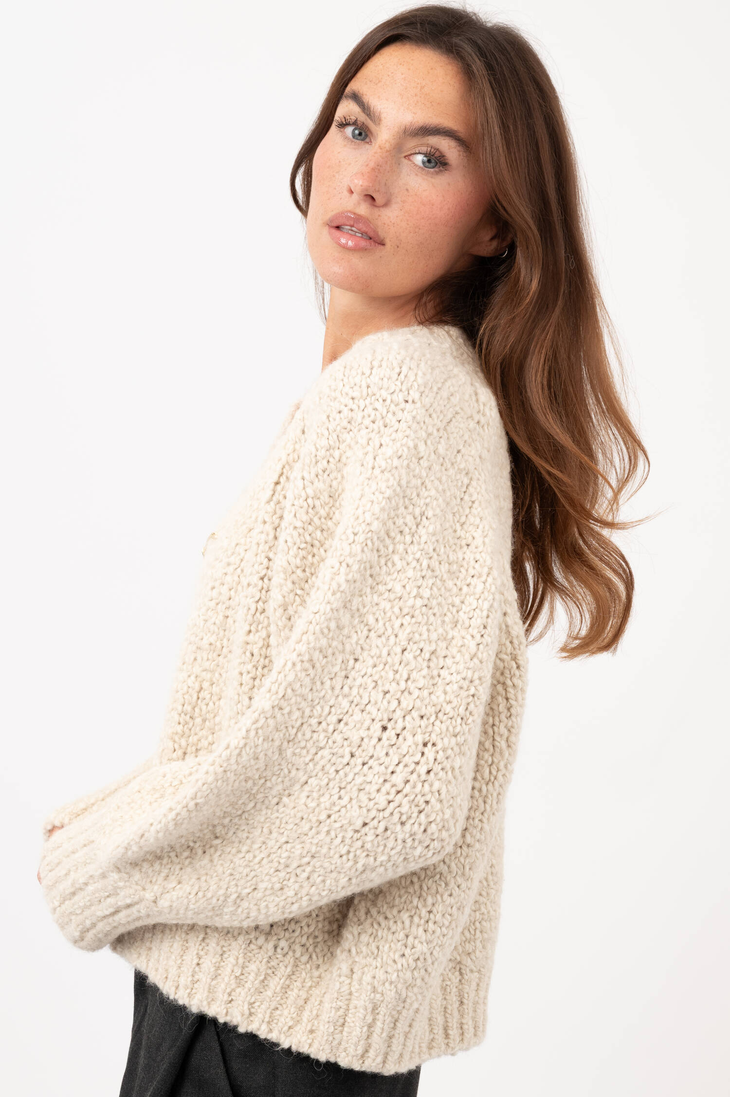 Alpaka-Woll-Cardigan CONNIE in Beige