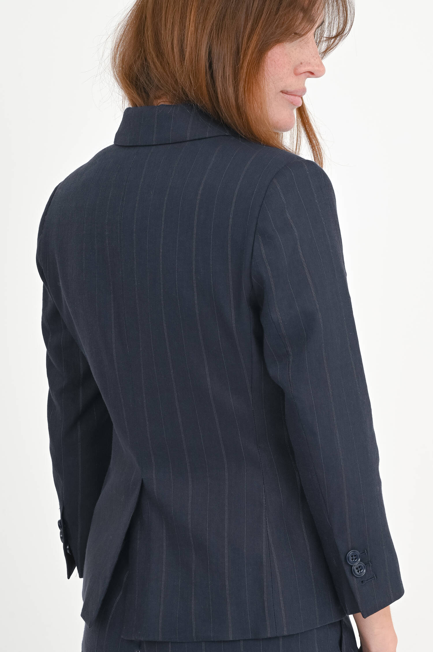 Blazer mit Nadelstreifen in Navy/Weiß