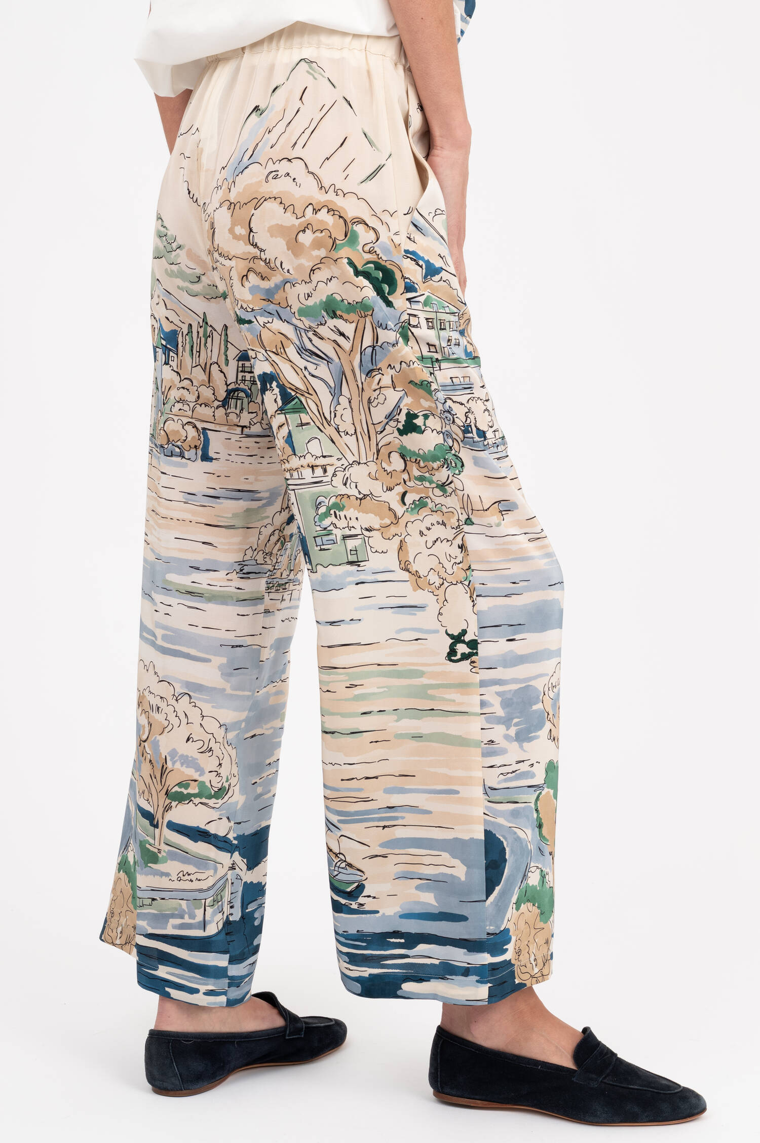 Seiden-Culotte CURVA mit Print in Creme Seiden-Culotte CURVA mit Print in Creme