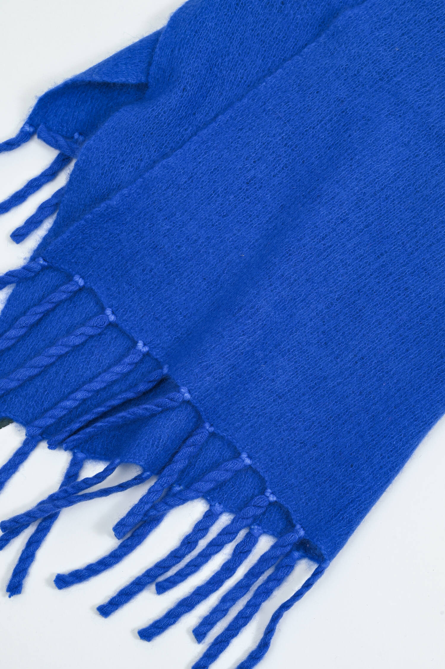 Cashmere-Schal mit breiten Fransen in Blue