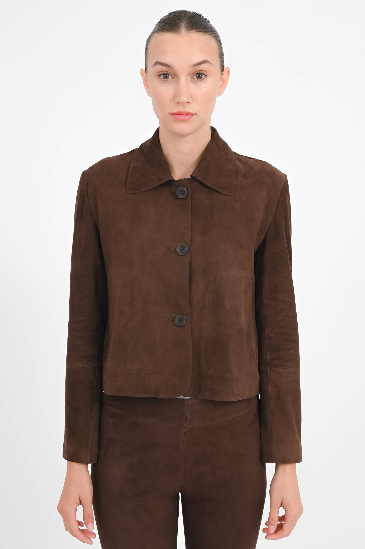 Jacke aus Veloursleder in Braun Jacke aus Veloursleder in Braun