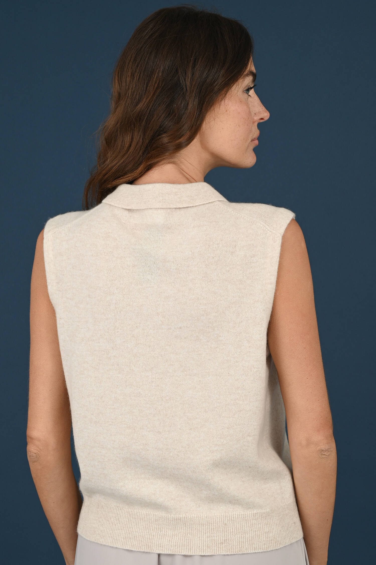 Cashmere Strickweste in Light Beige Melange