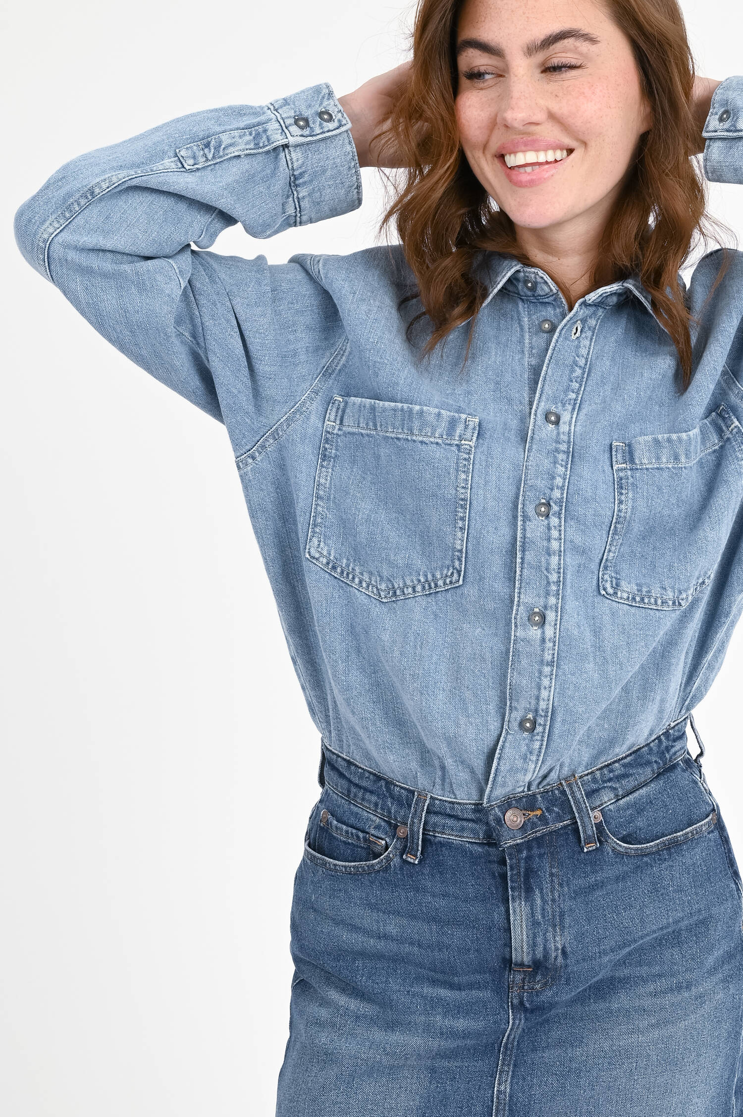 Jeanskleid IPANMEA in Hellblau/Dunkelblau