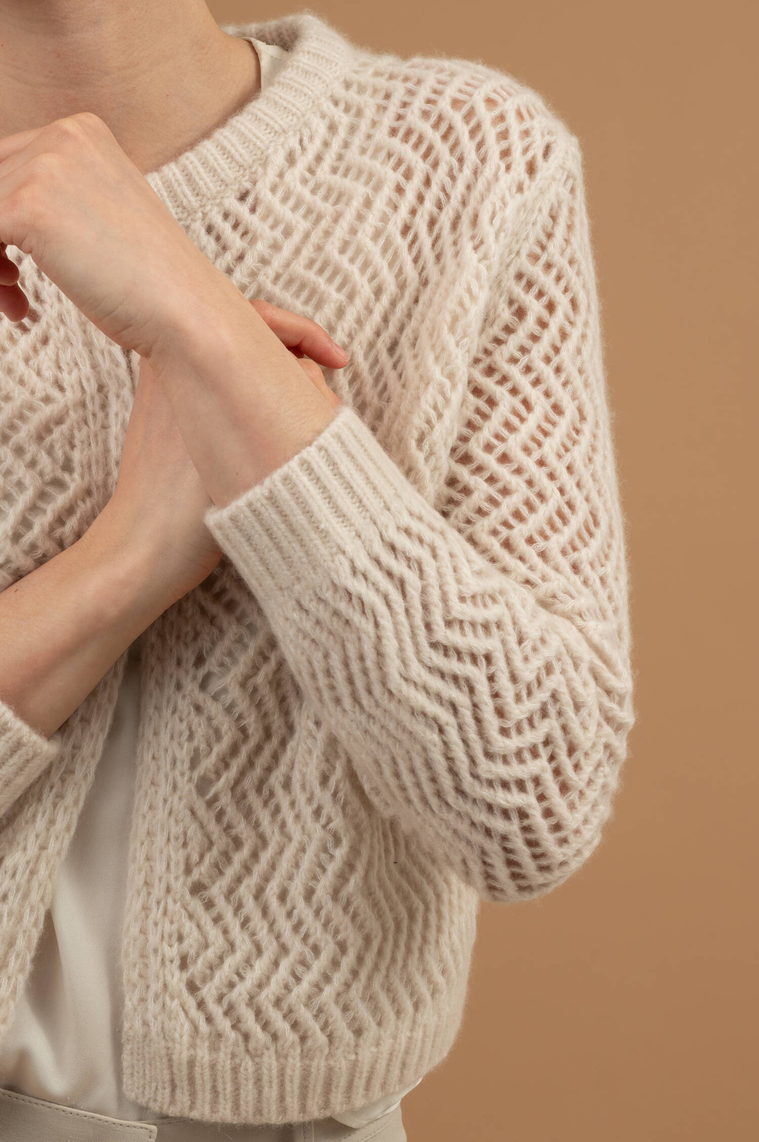 Grobstrickweste ZIG ZAG in Pearled Ivory