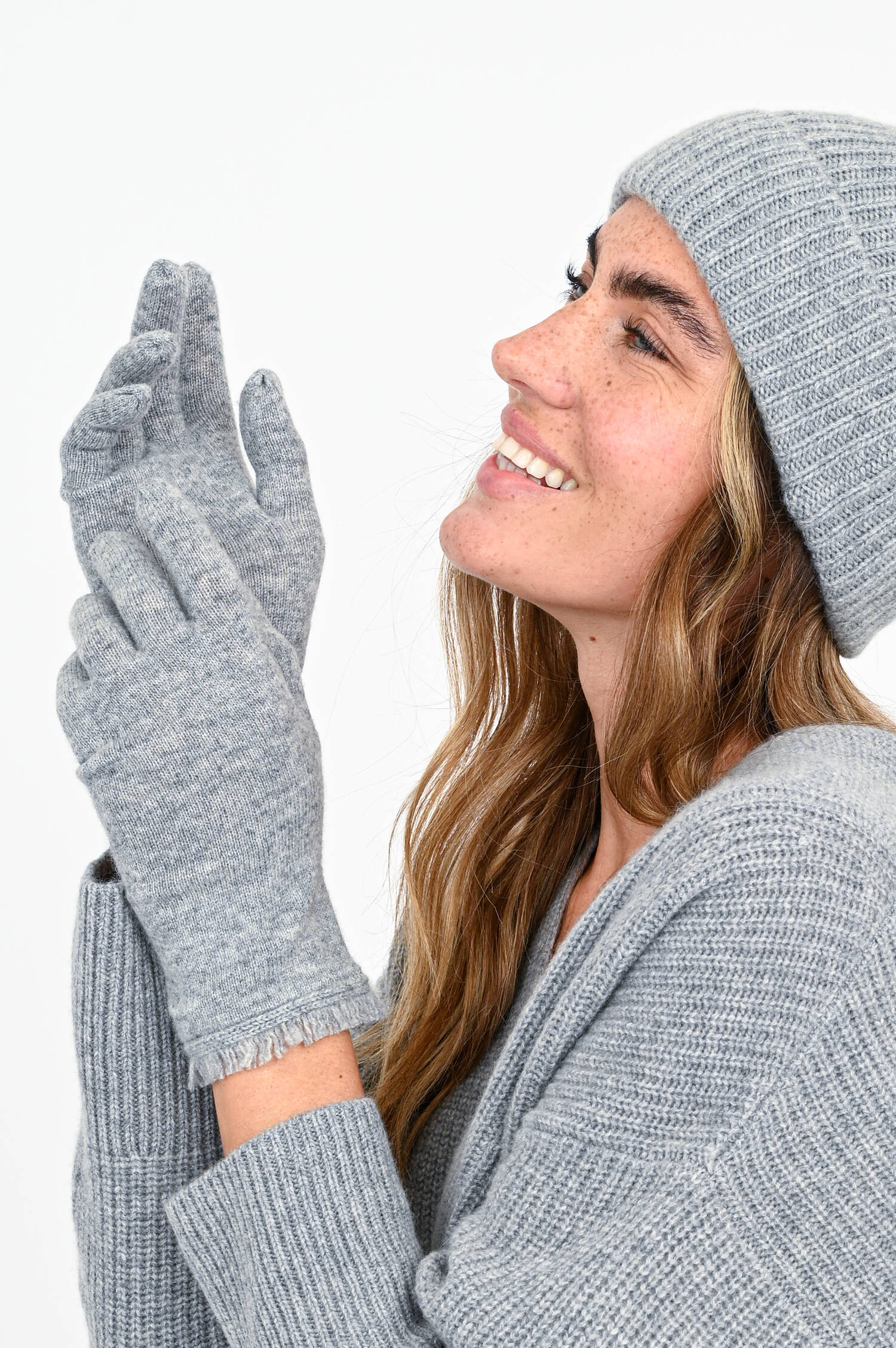 Cashmere Handschuhe in Hellgrau