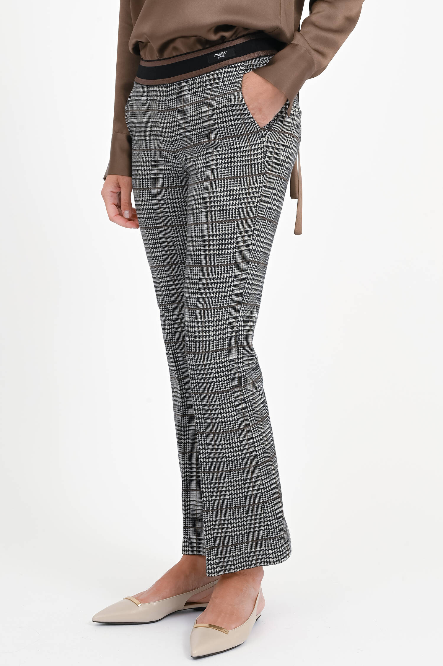 Hahnentritt-Hose FRANCOISE in Schwarz/Creme