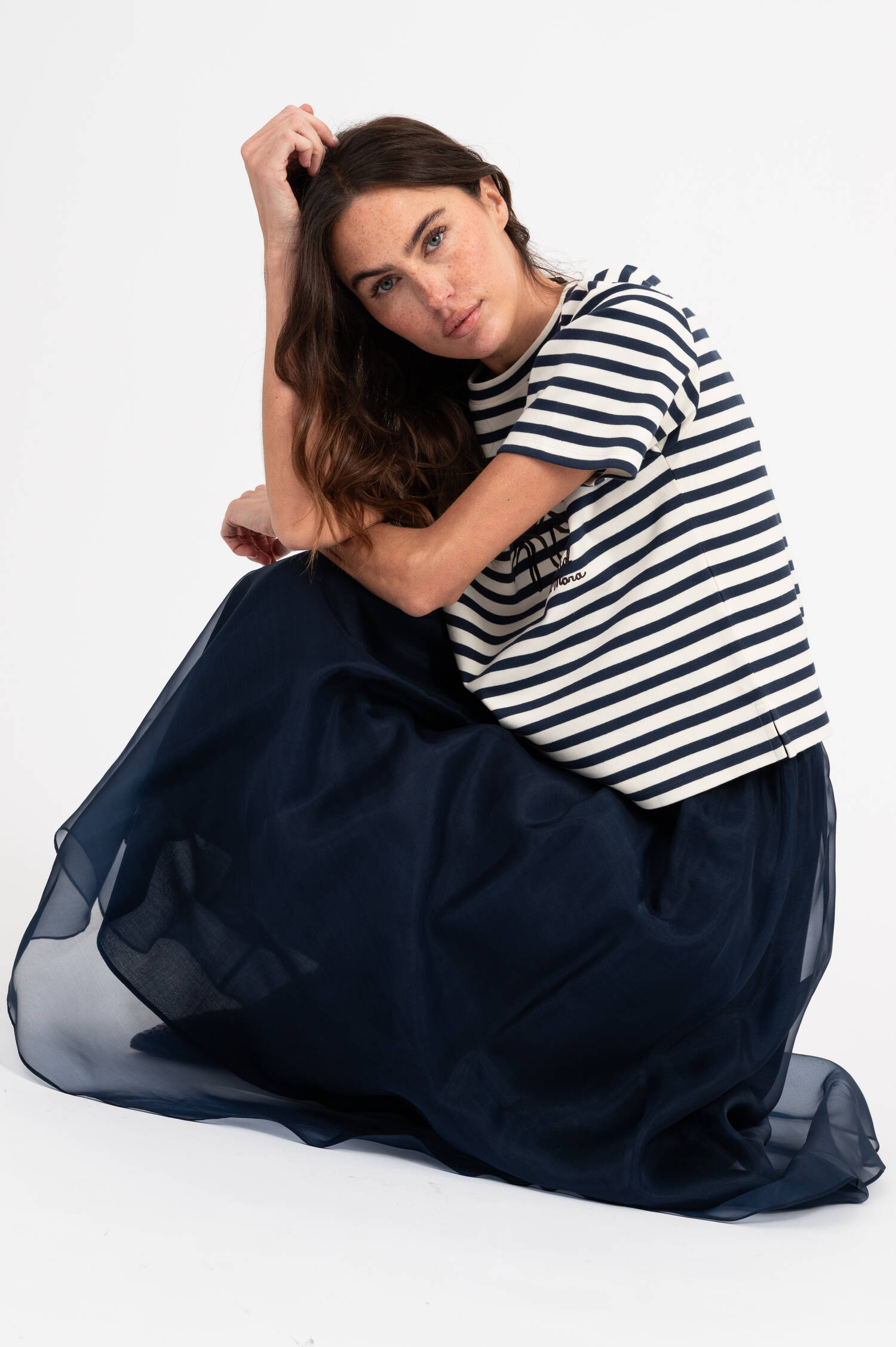 Rock VISINO aus Seidentüll in Navy