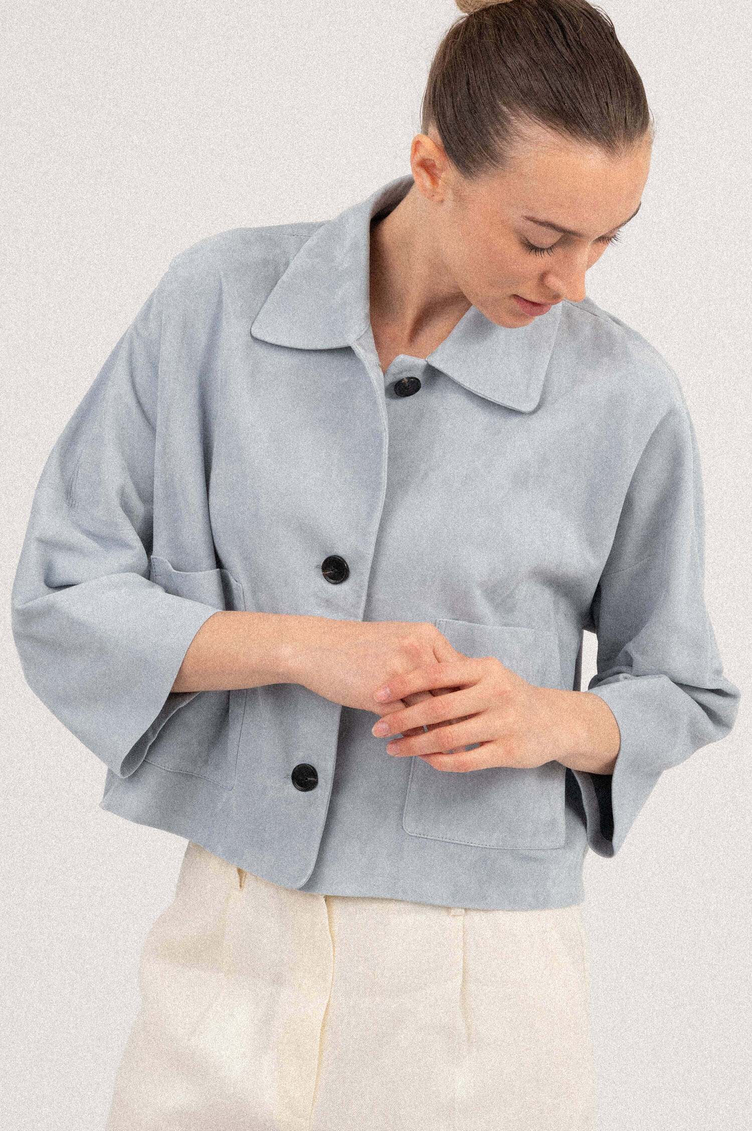 Suede Lederjacke ZHOU in VIntageblau