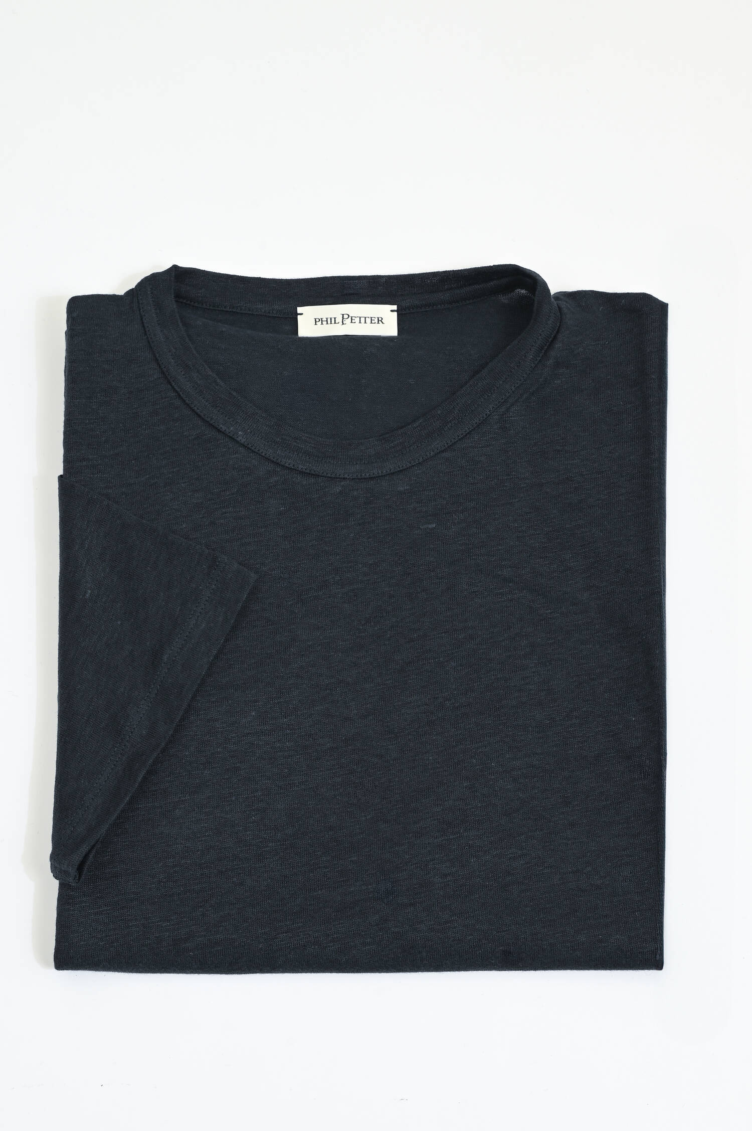 Kurzarm-Shirt aus Leinen in Navy