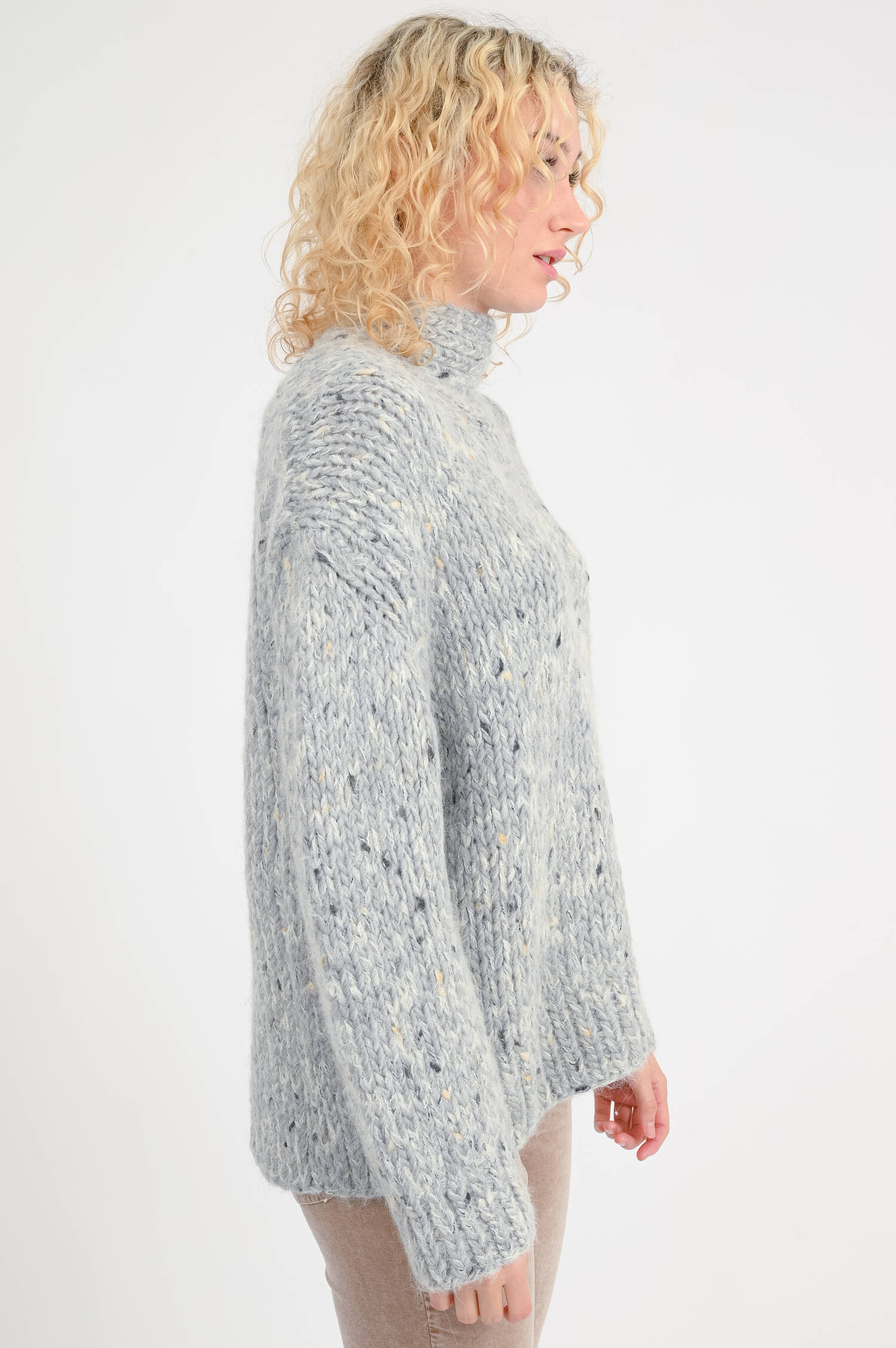 Pullover mit überkreuztem Rücken in Grau-Melange