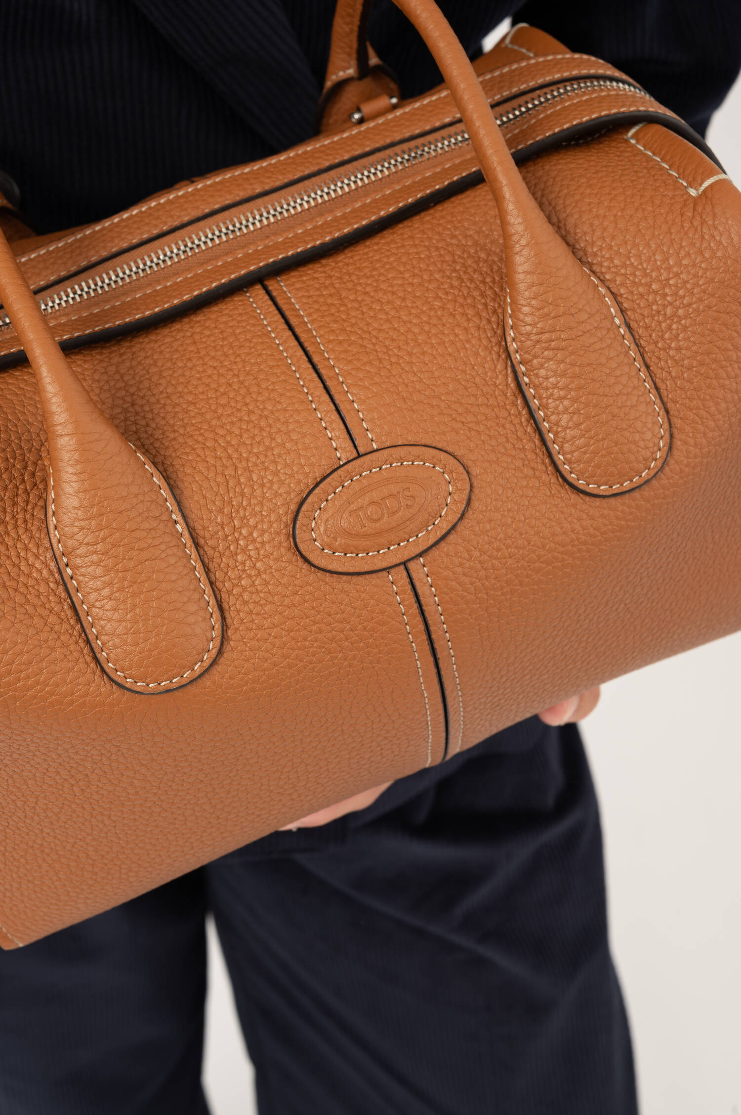 Genarbte Leder-Bowling-Bag in Braun Genarbte Leder-Bowling-Bag in Braun