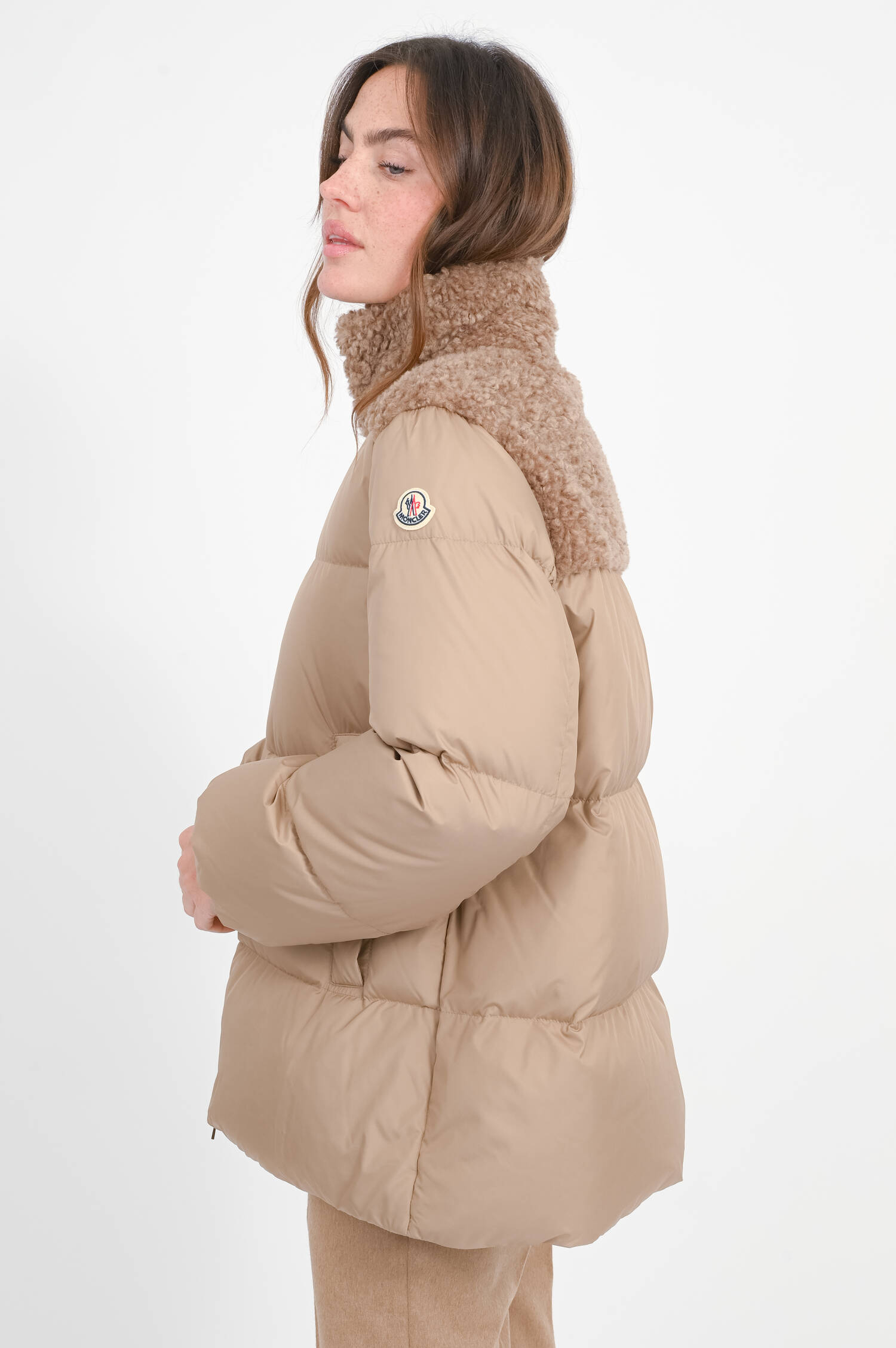 Daunenjacke ESNAIE mit Teddyfleece in Beige