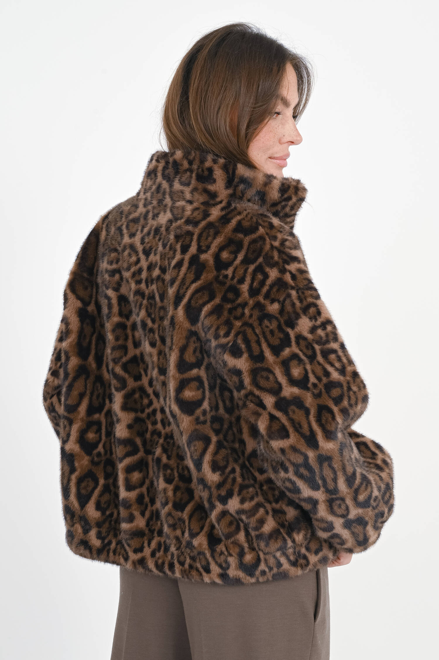 Bomberjacke MEOW in Braun/Schwarz/Beige