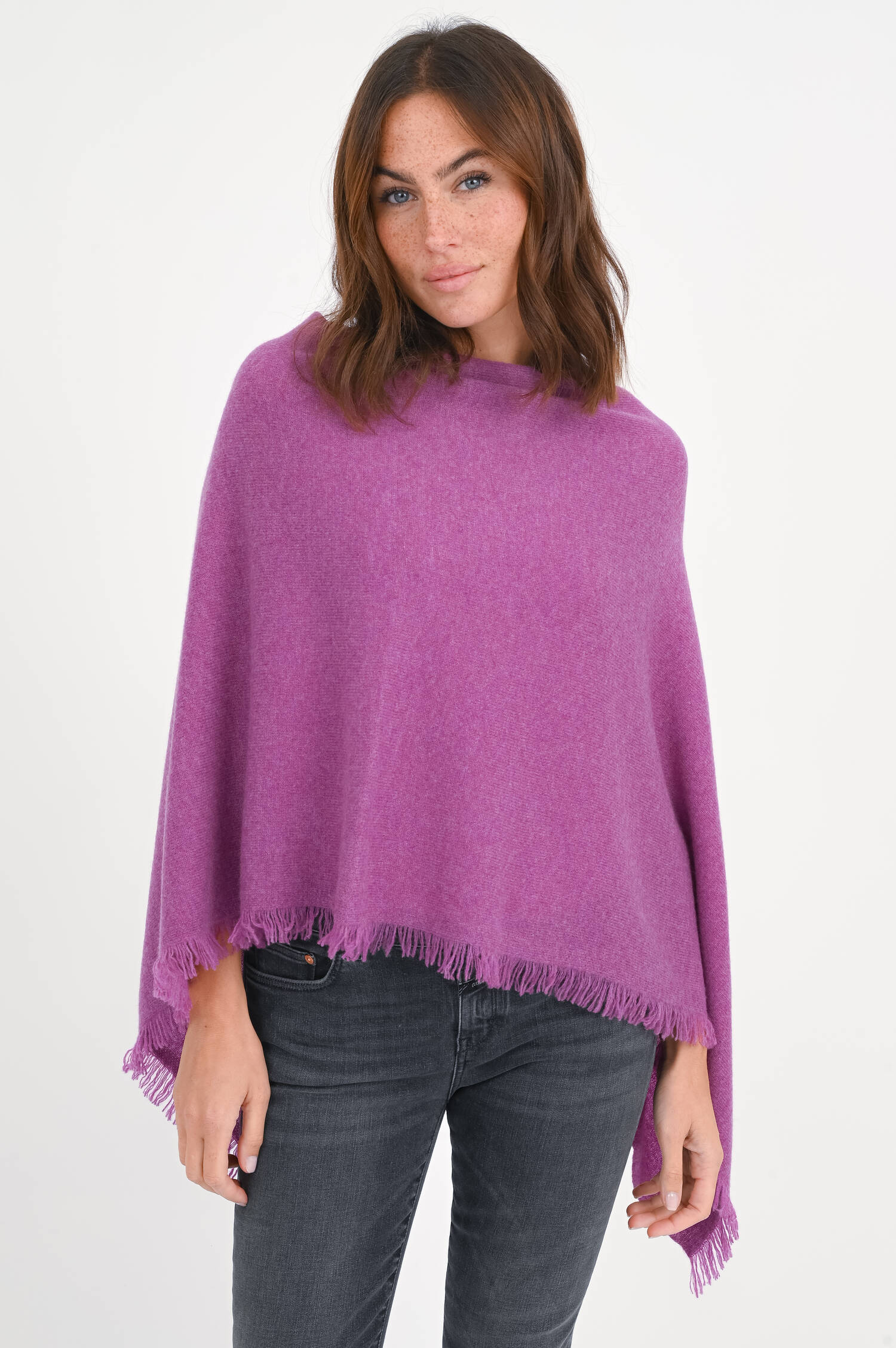 Cashmere Poncho in Violett