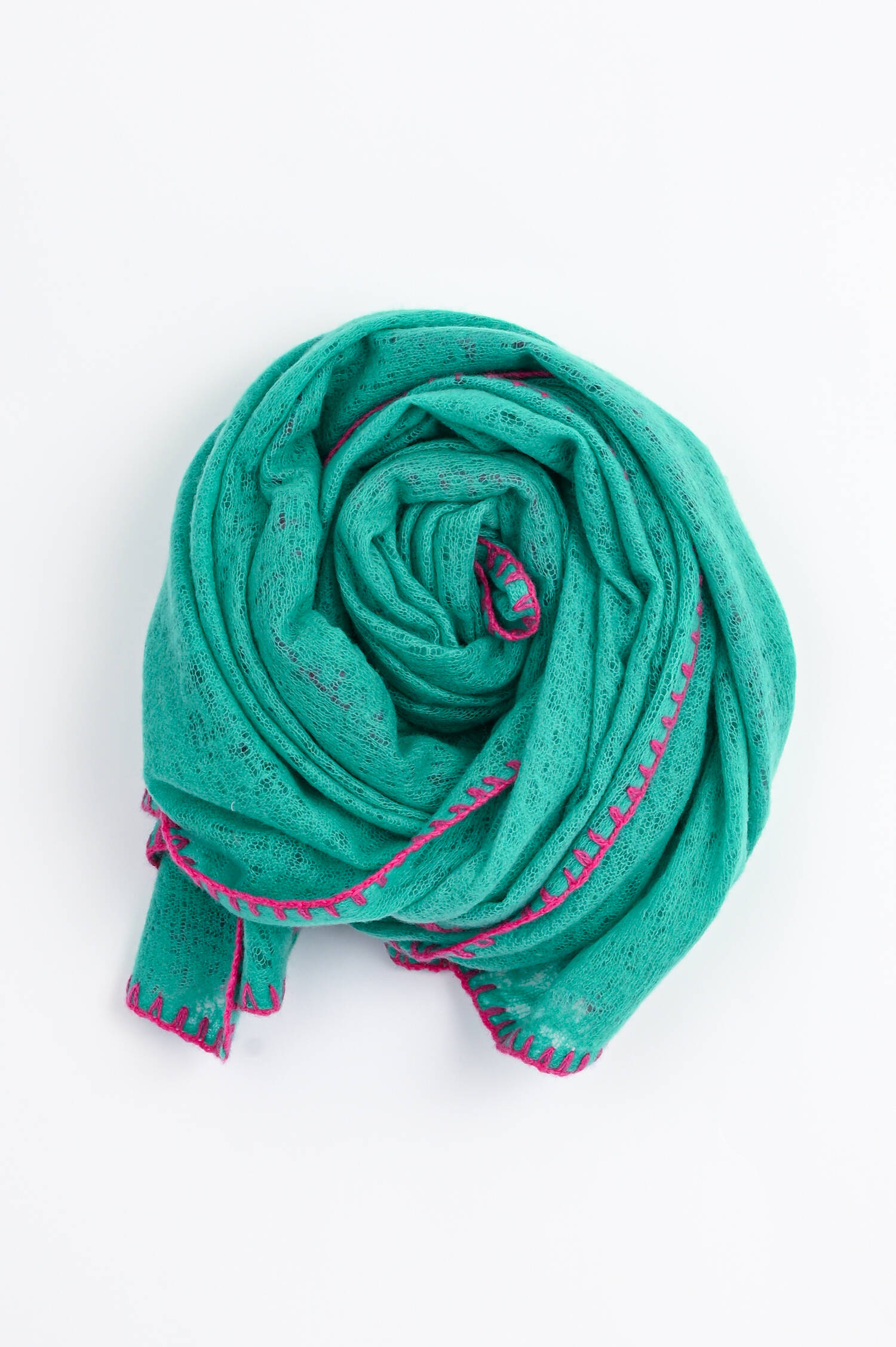 Cashmere Schal in Türkisgrün/Magenta