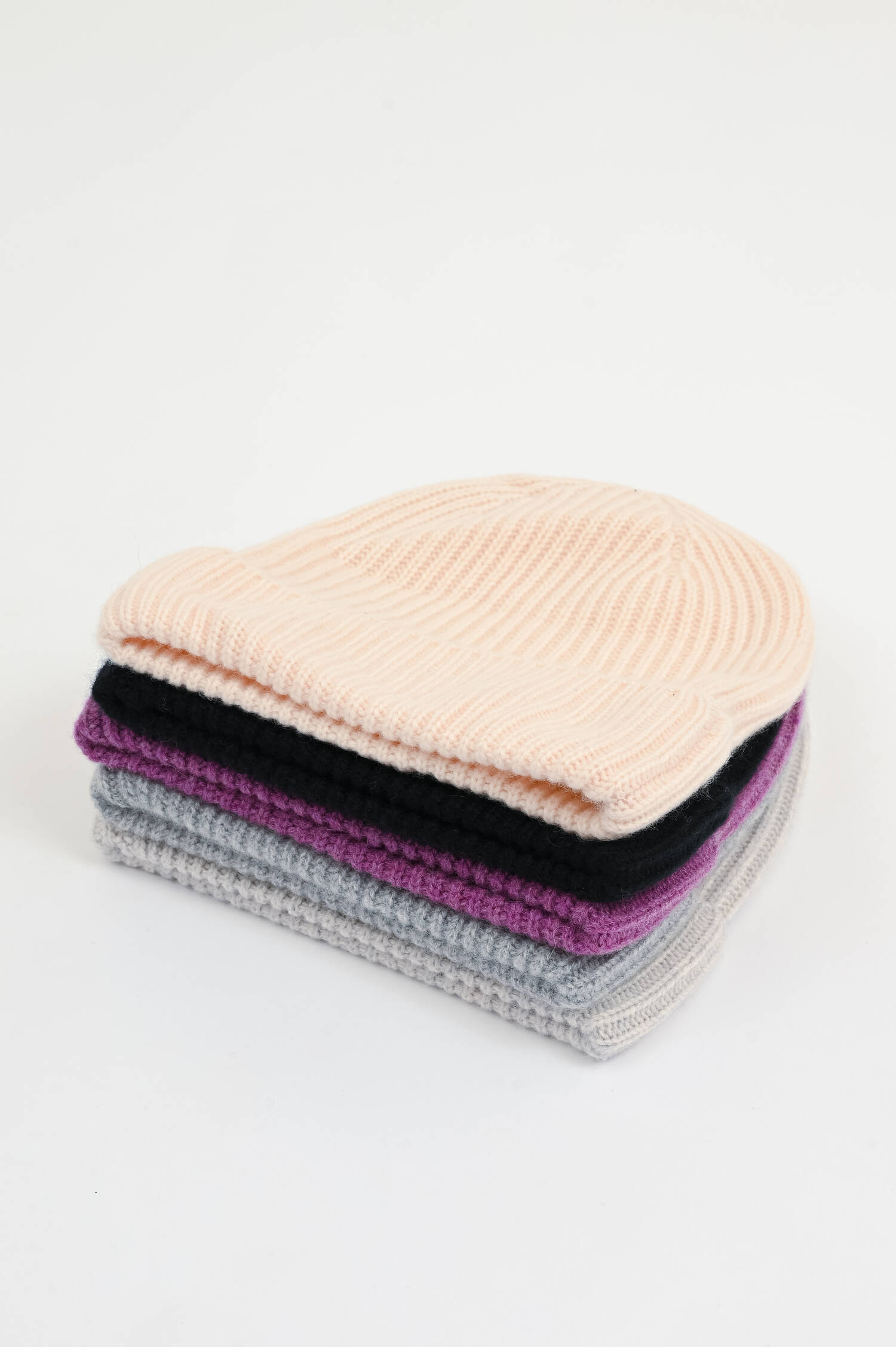 Kaschmir Rippstrick-Mütze in Rosa Pearl