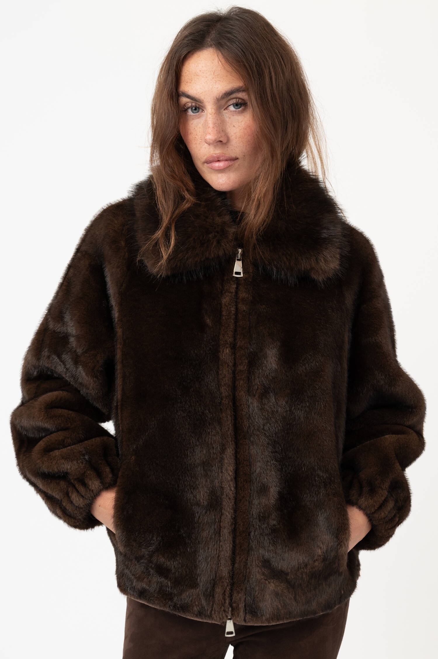 Faux-Fur-Jacke MINK in Braun Faux-Fur-Jacke MINK in Braun