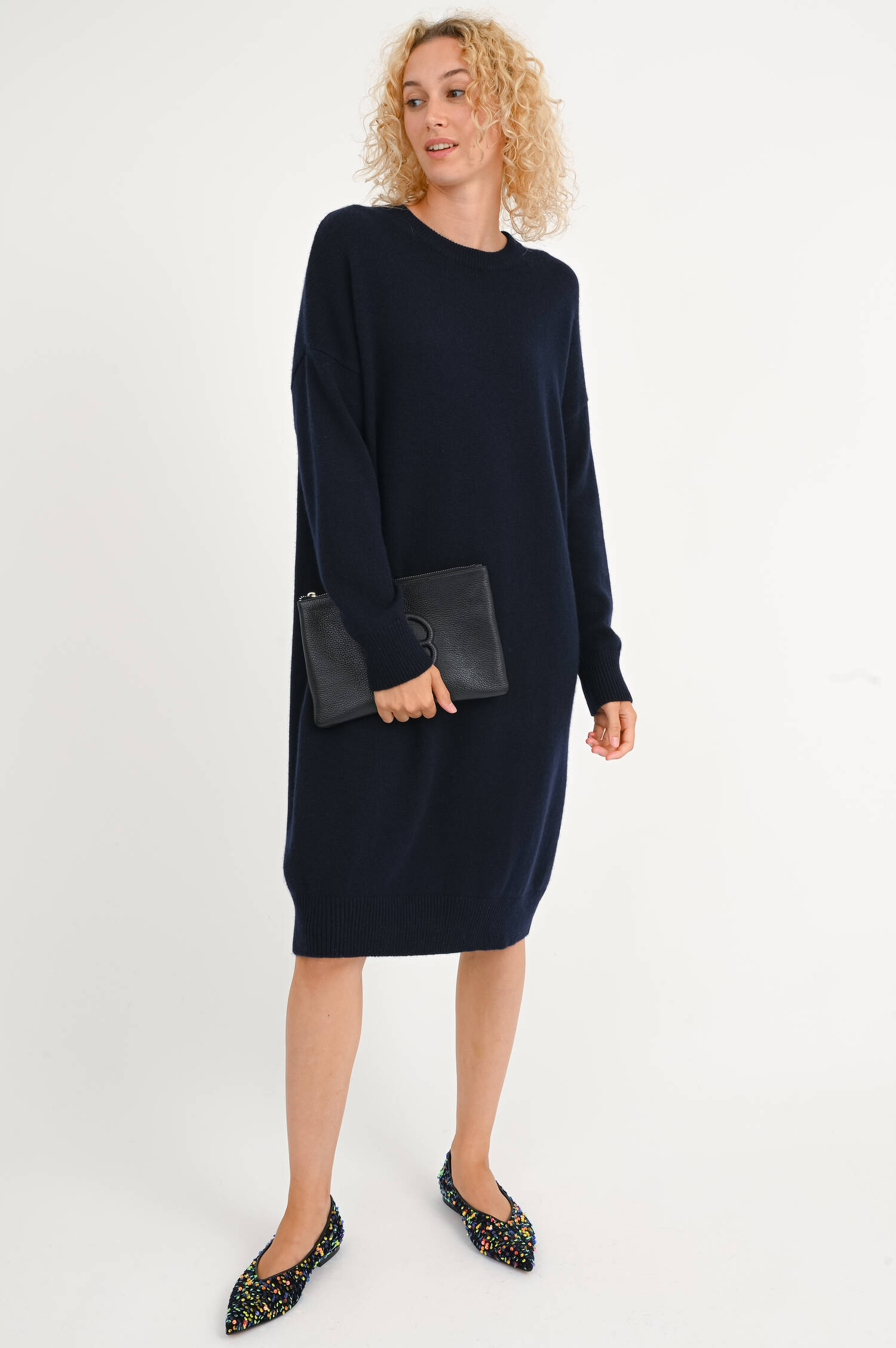 Cashmere-Strickkleid in Navy