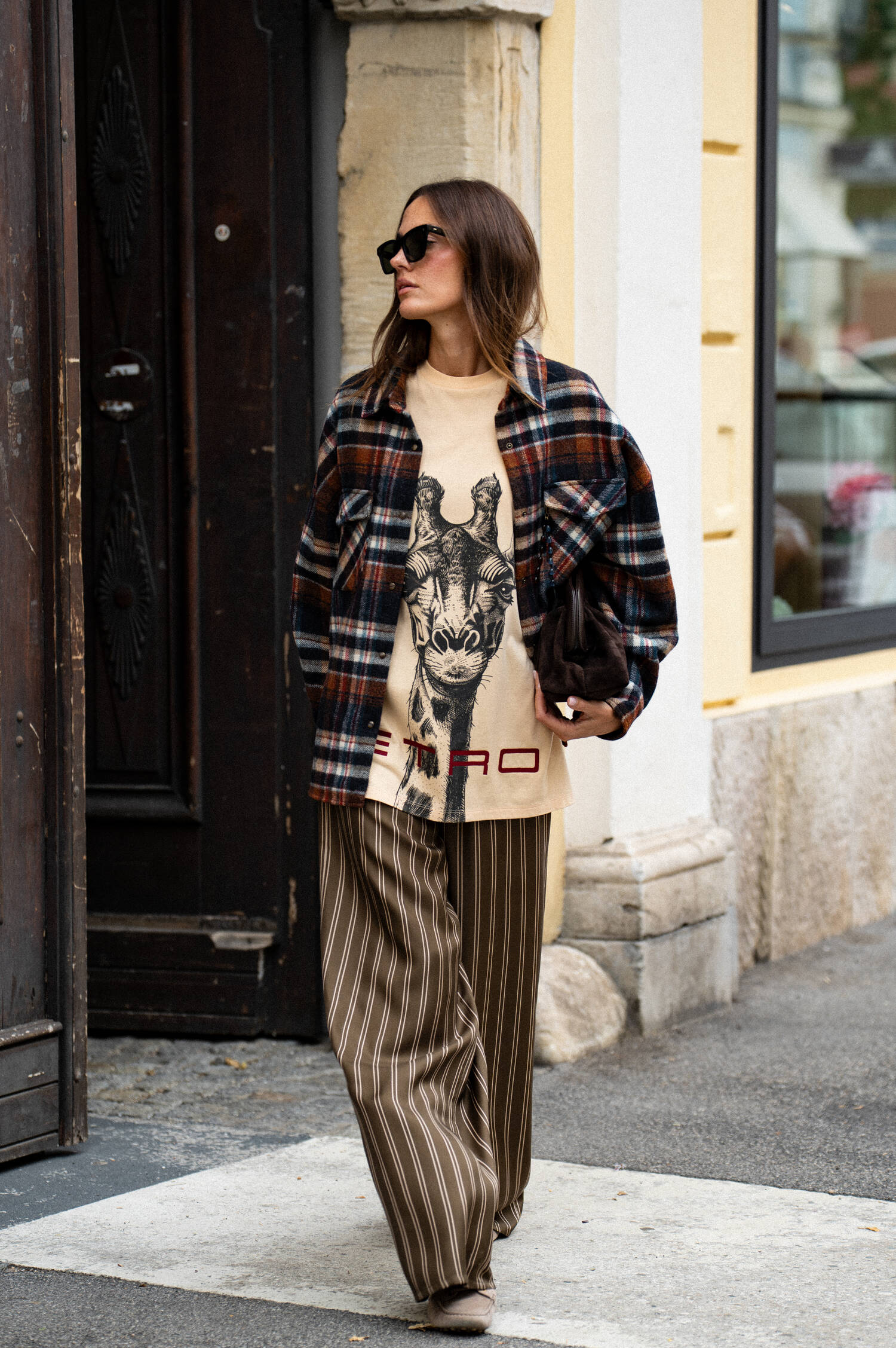 T-Shirt mit Print in Creme