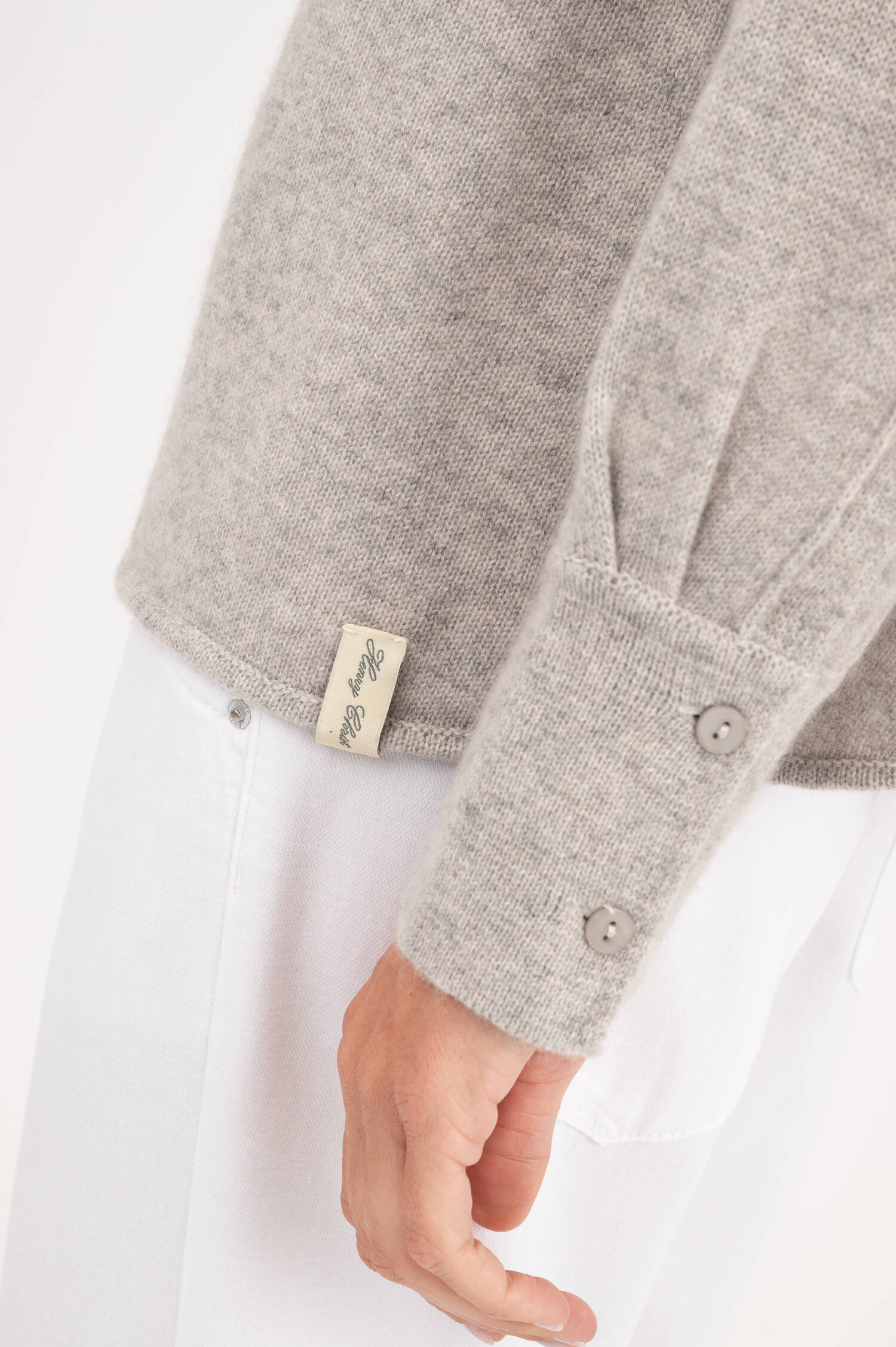 Langarm Cardigan aus Cashmere-Mix in Hellgrau