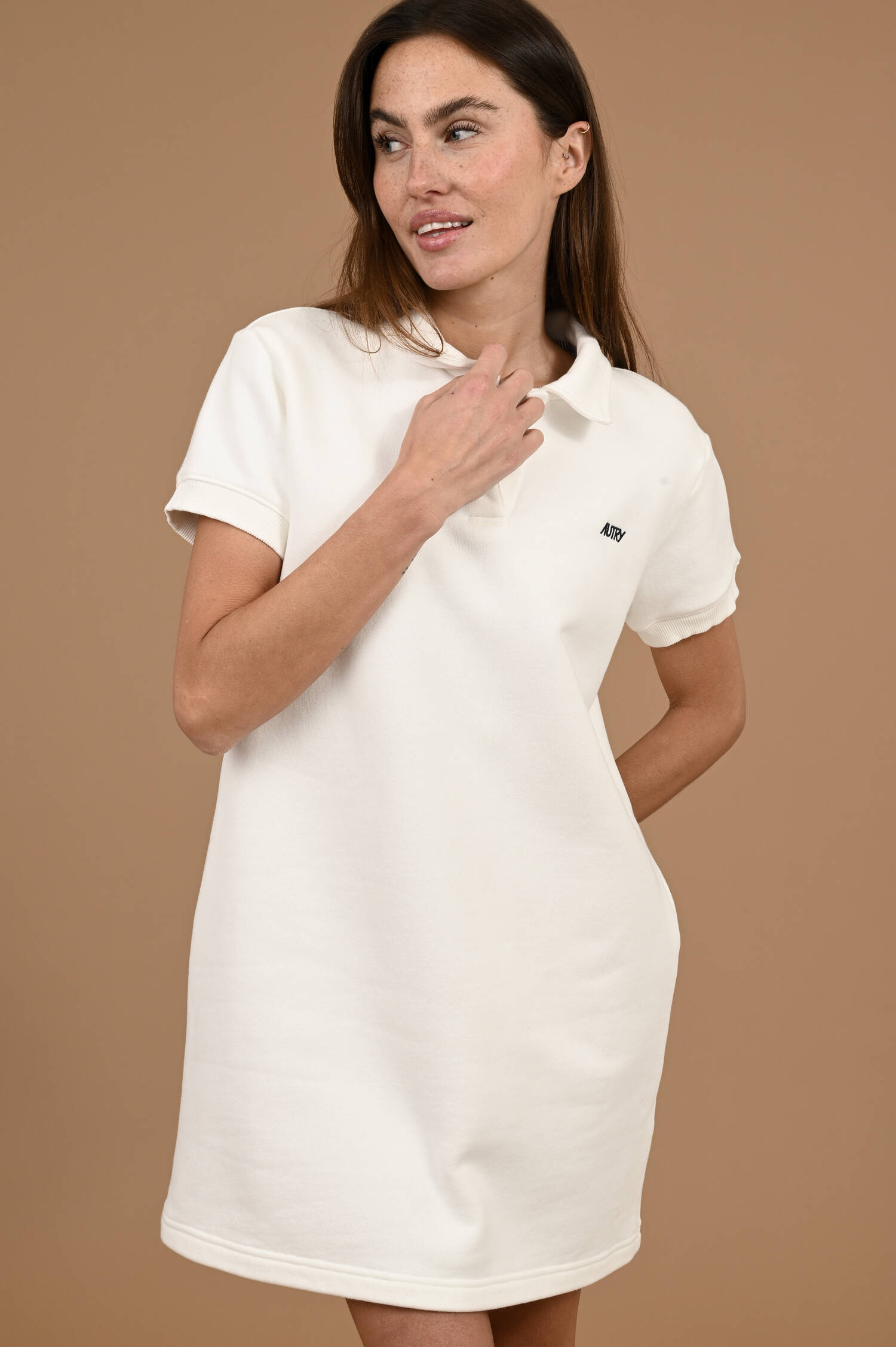 Jerseyblusenkleid in Weiß