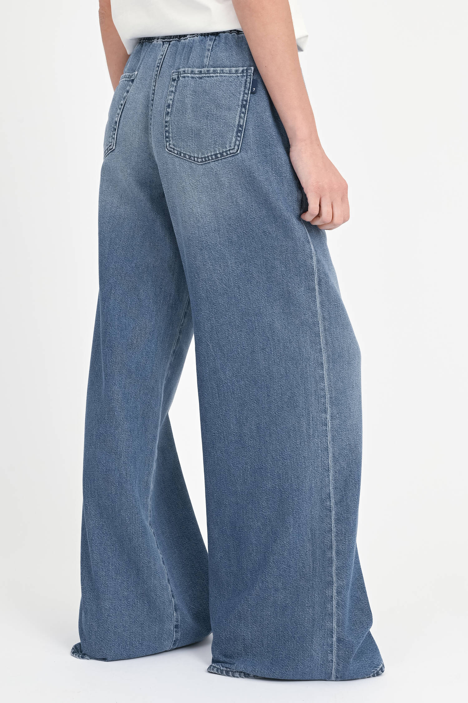 Wide-Leg Denim mit Kordelzug in Vintage Blue