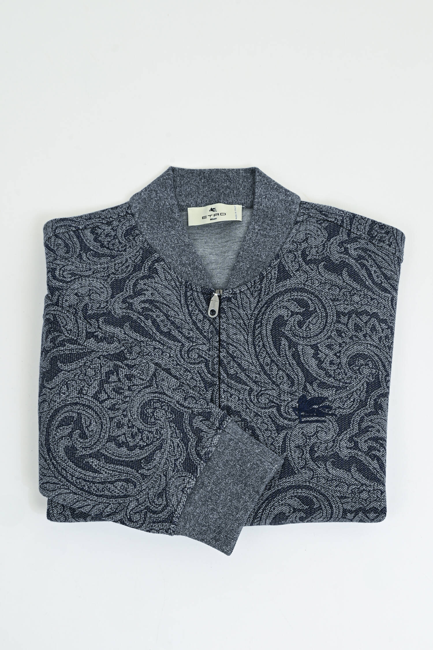 Gemusterte Bomberjacke in Grau/Navy