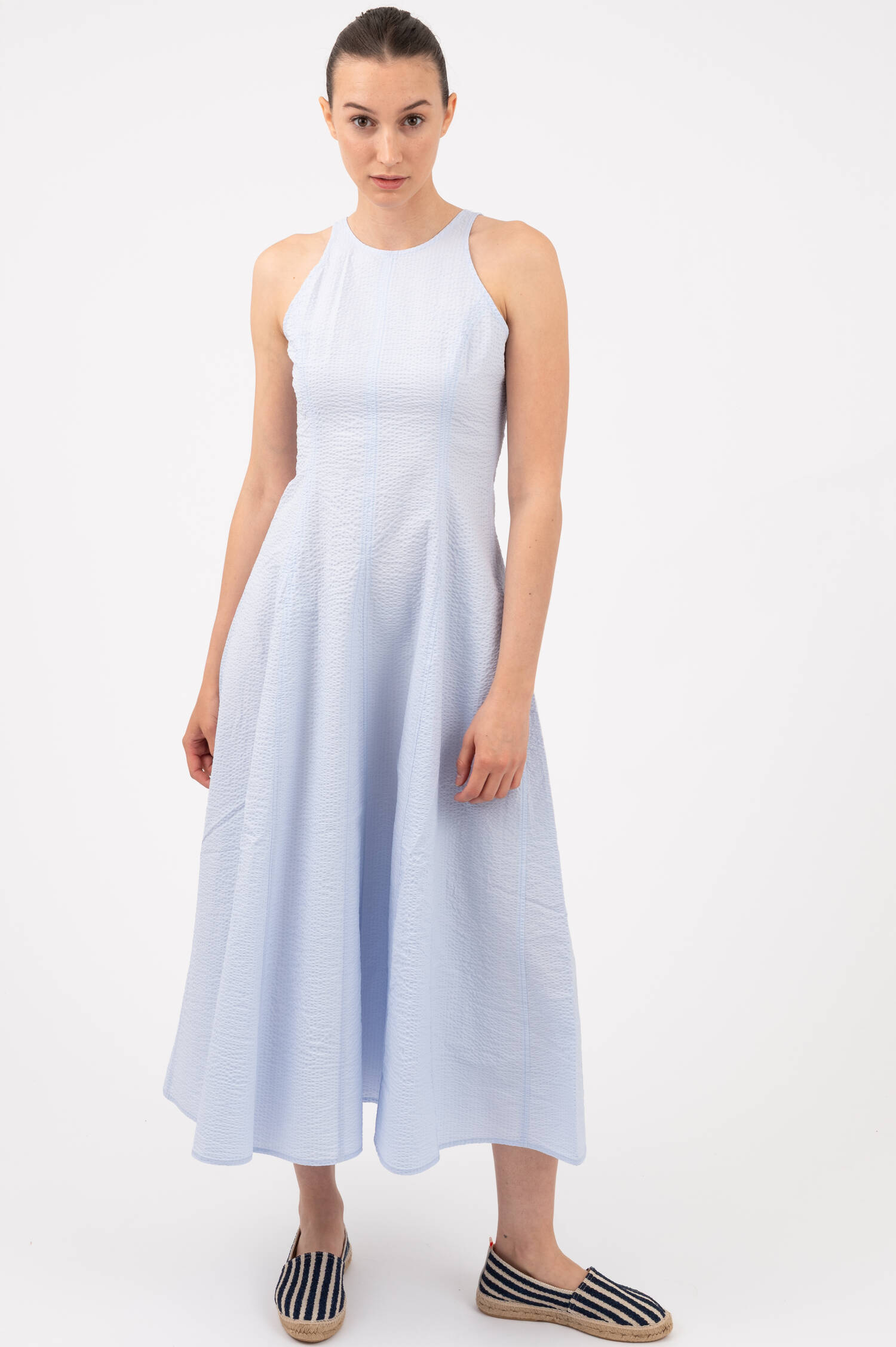 Seersucker Kleid in Hellblau