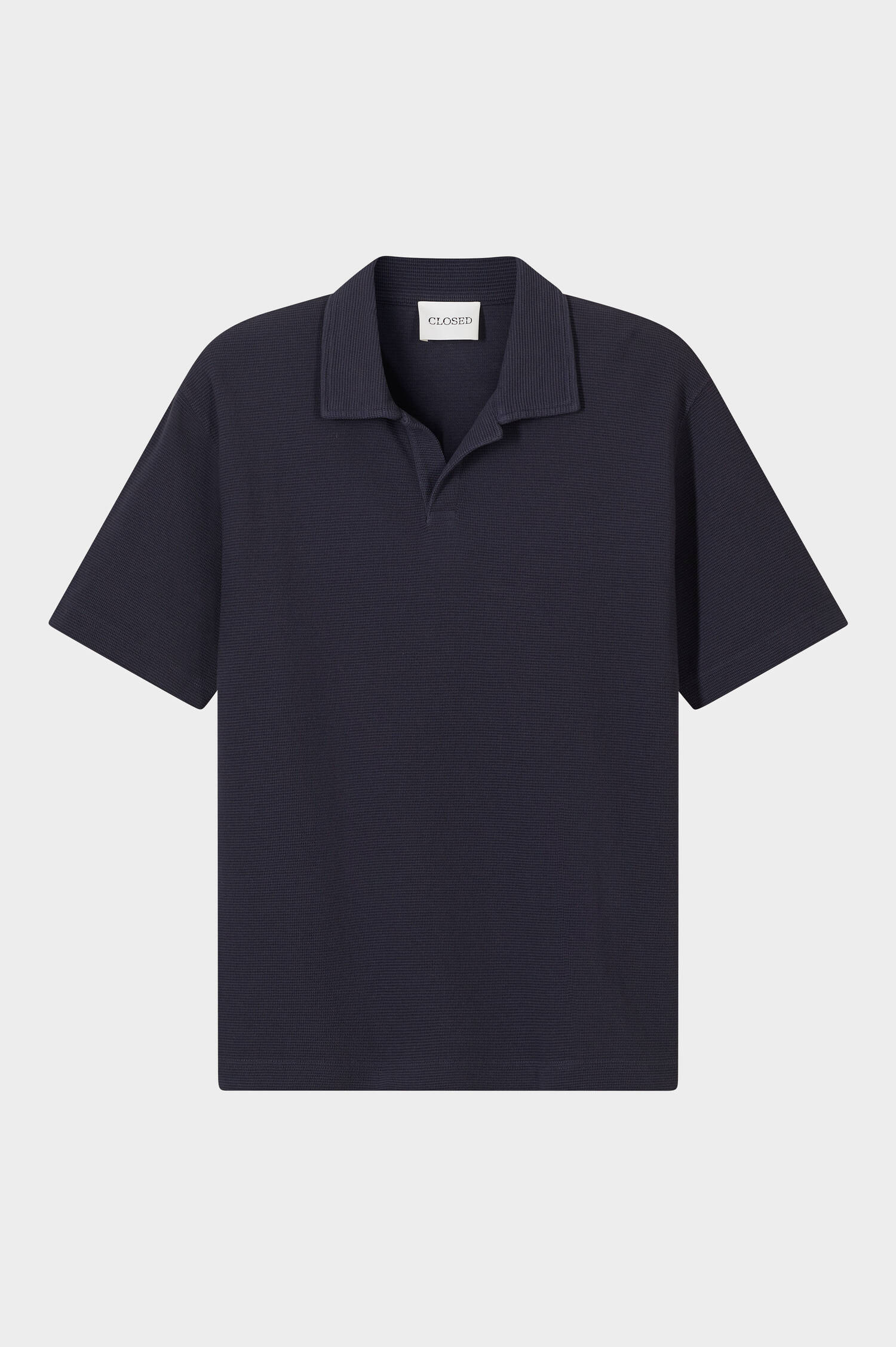 Poloshirt mit Waffel-Optik in Dunkelblau