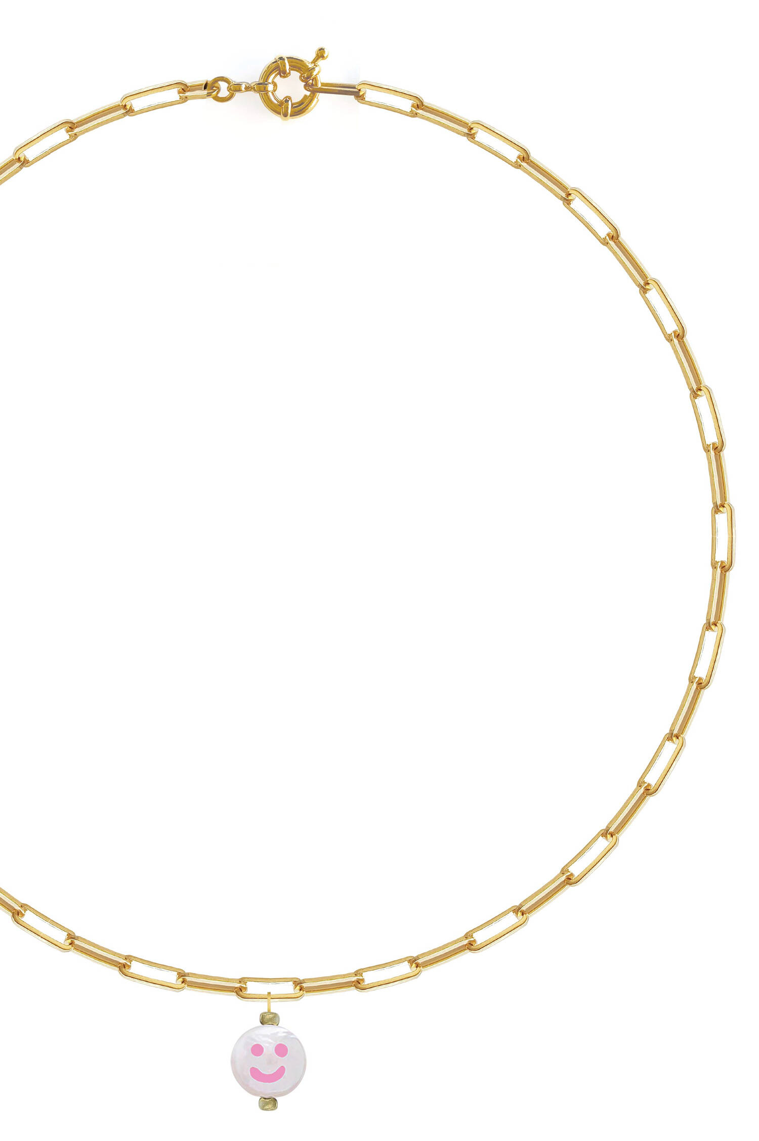 HAPPY FACE CHAIN Halskette in Gold/Rosa