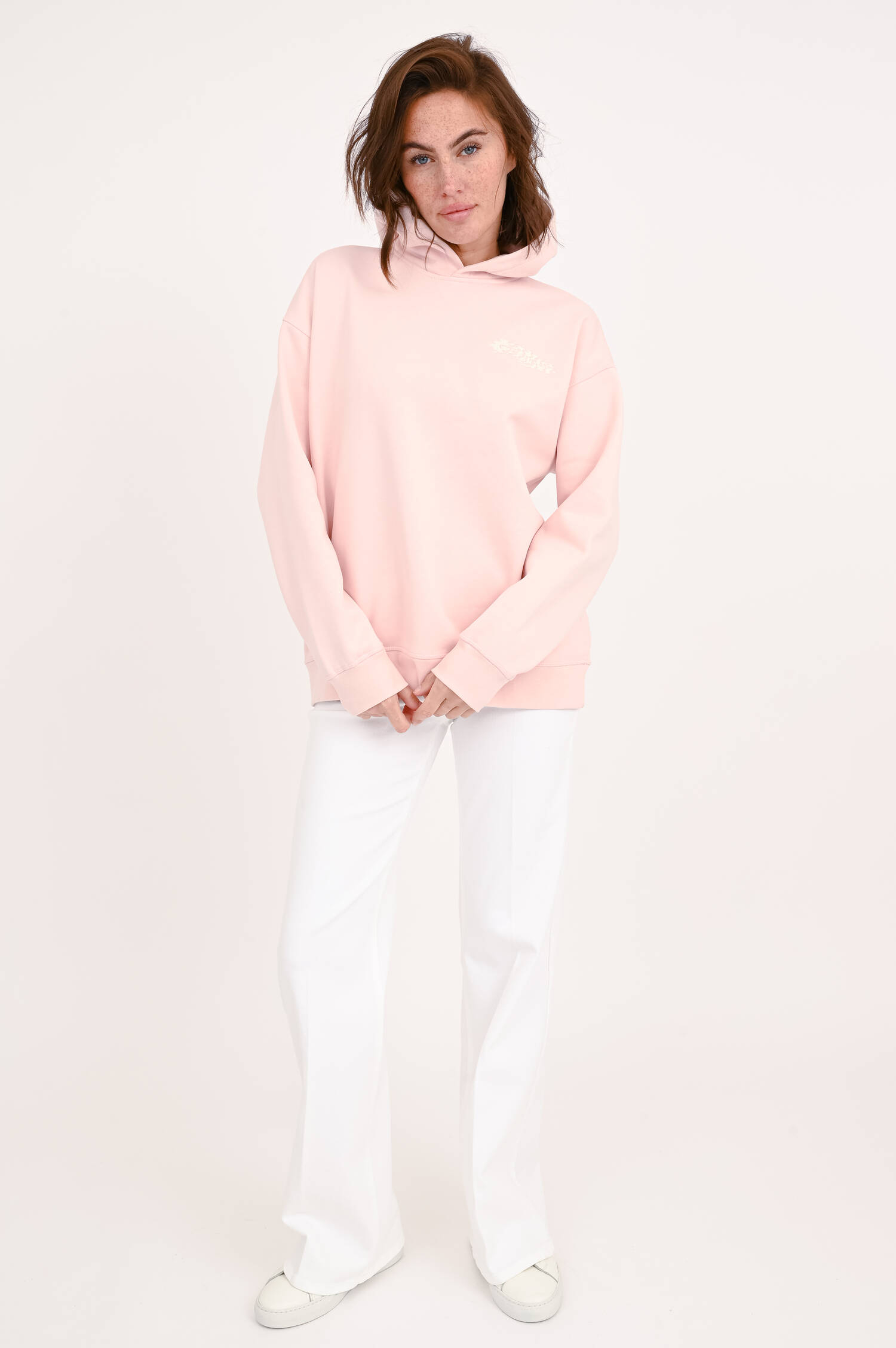 Hoodie mit Ganni-Schriftzug in Rosa