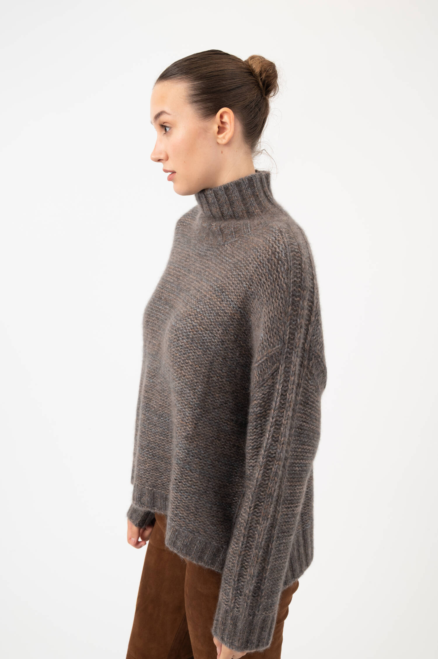 Cashmere-Seiden-Pullover CLEON in Taupe meliert Cashmere-Seiden-Pullover CLEON in Taupe meliert