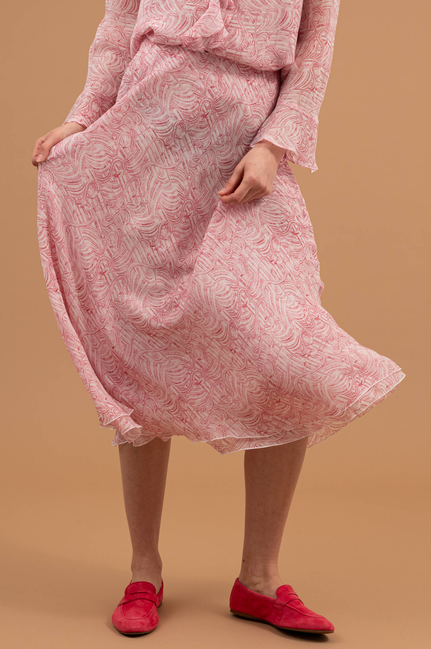 Schlupfrock PANJA mit Flamingoprint in Rosa/Weiß