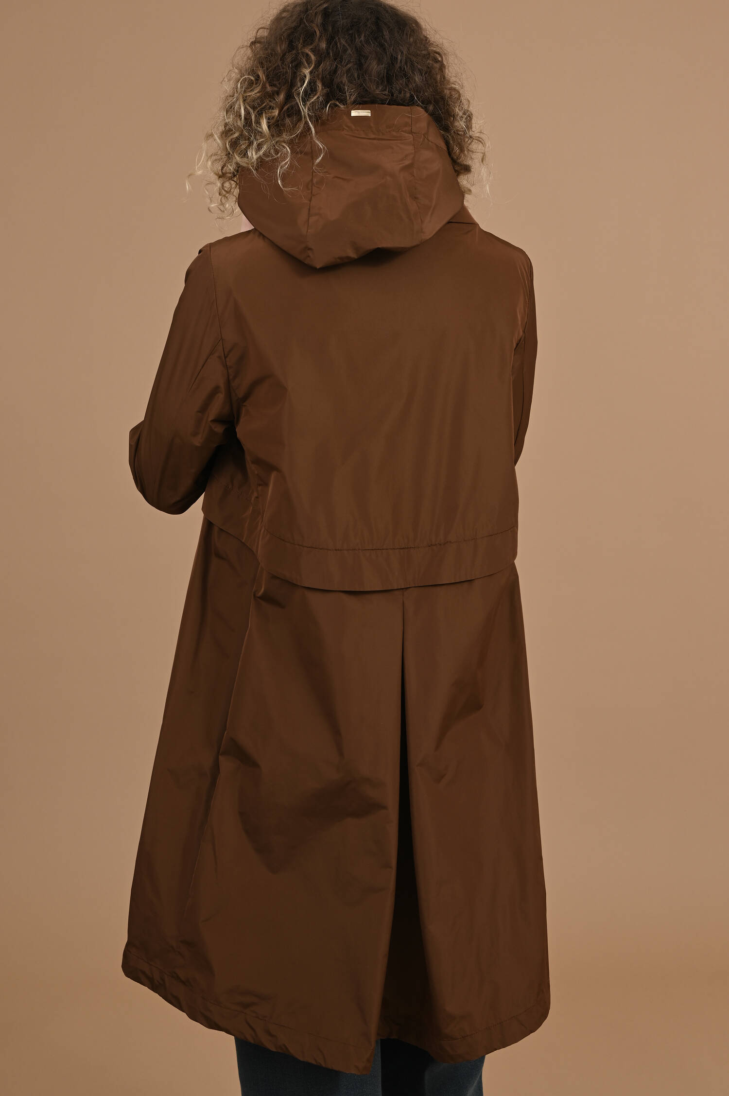 Parka aus technischem Taft in Cuoiobraun