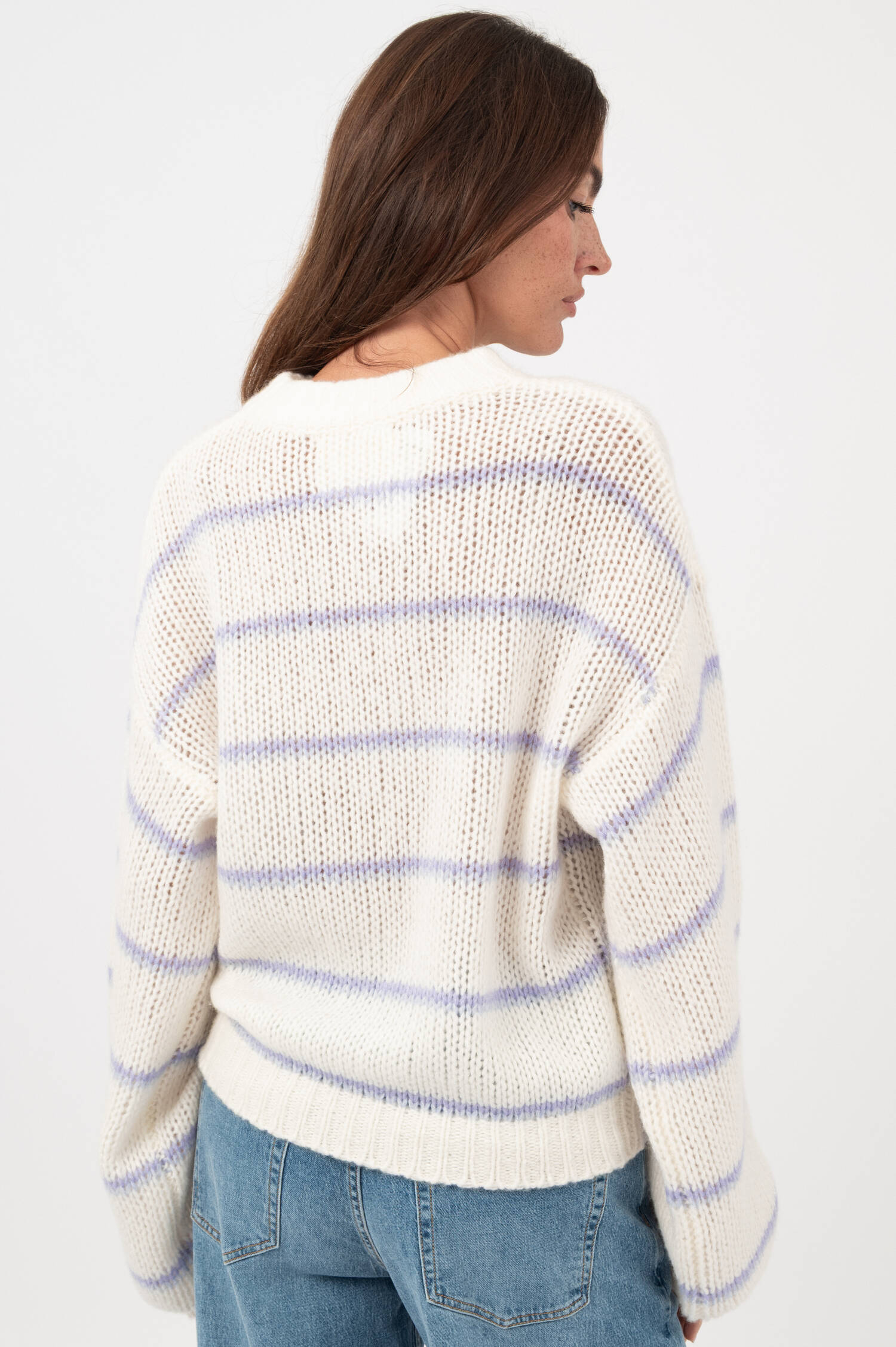 Cashmere-Seiden-Pullover SABELLE in Weiß/Lavendel