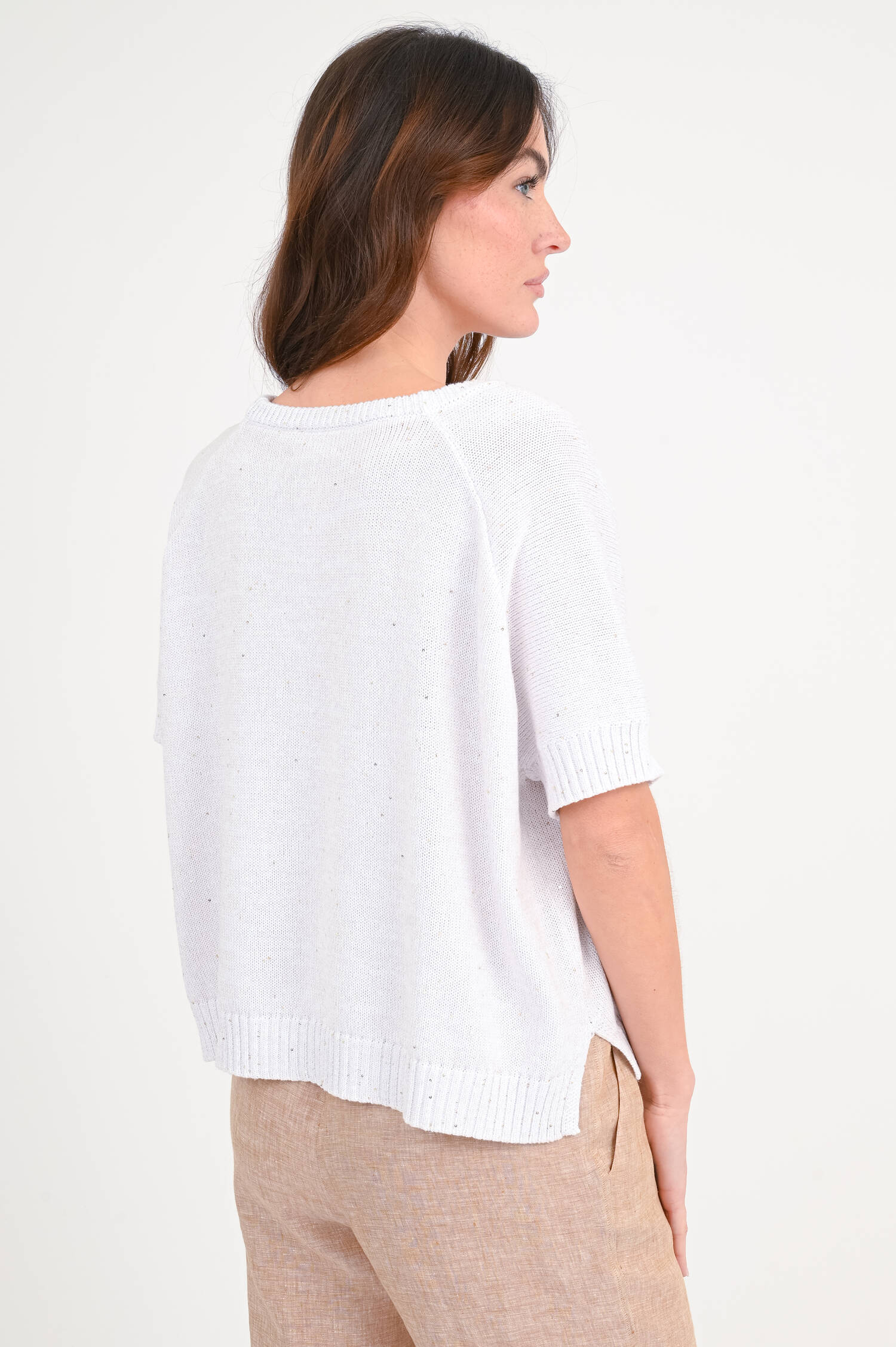 Strickjacke mit Pailletten in Beige/Gold