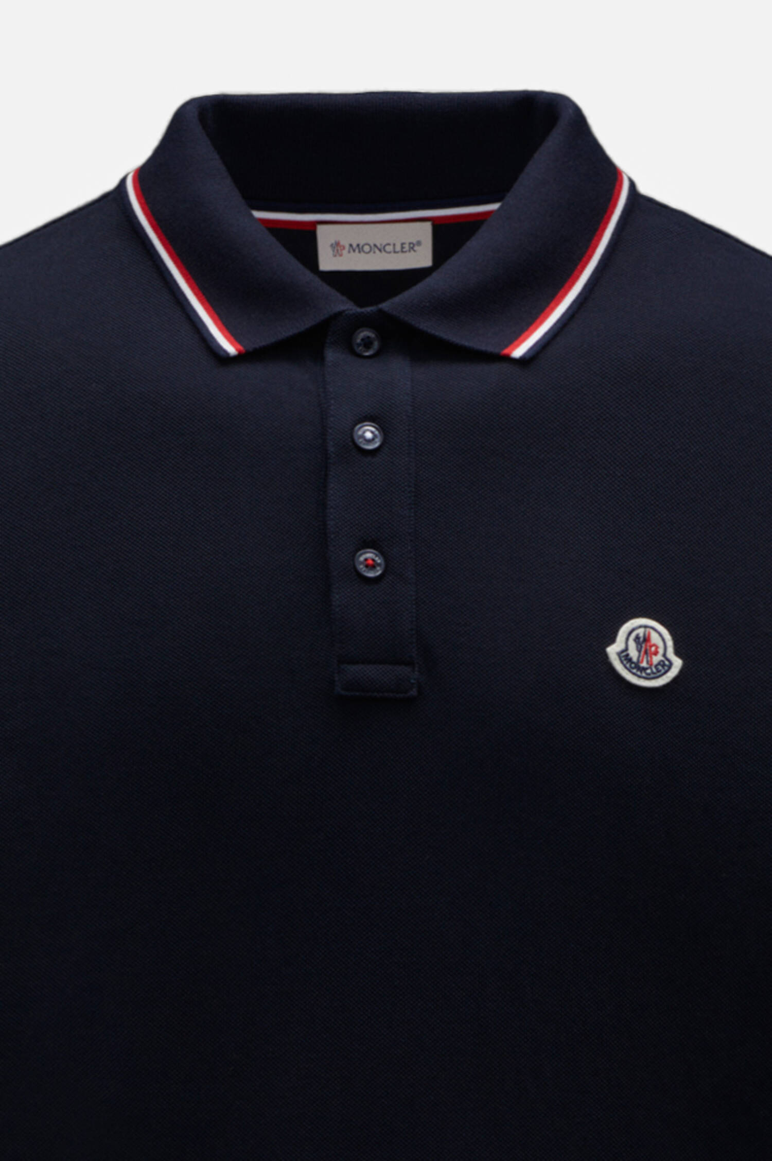 Langarm Poloshirt mit Kontrast-Streifen in Navy
