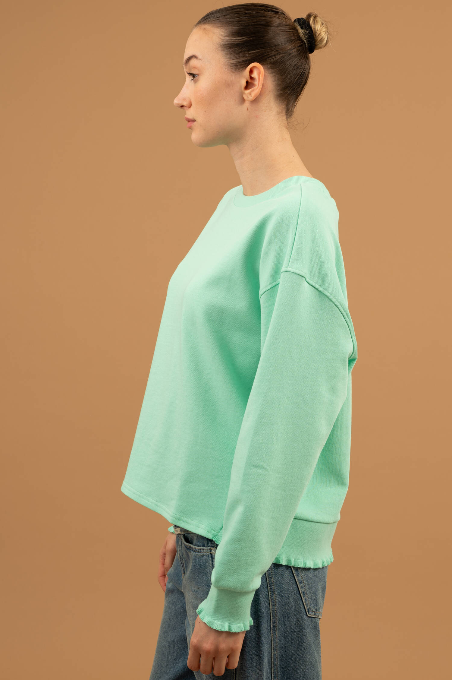 Sweatshirt mit Rüschen-Details in Jellymintgrün