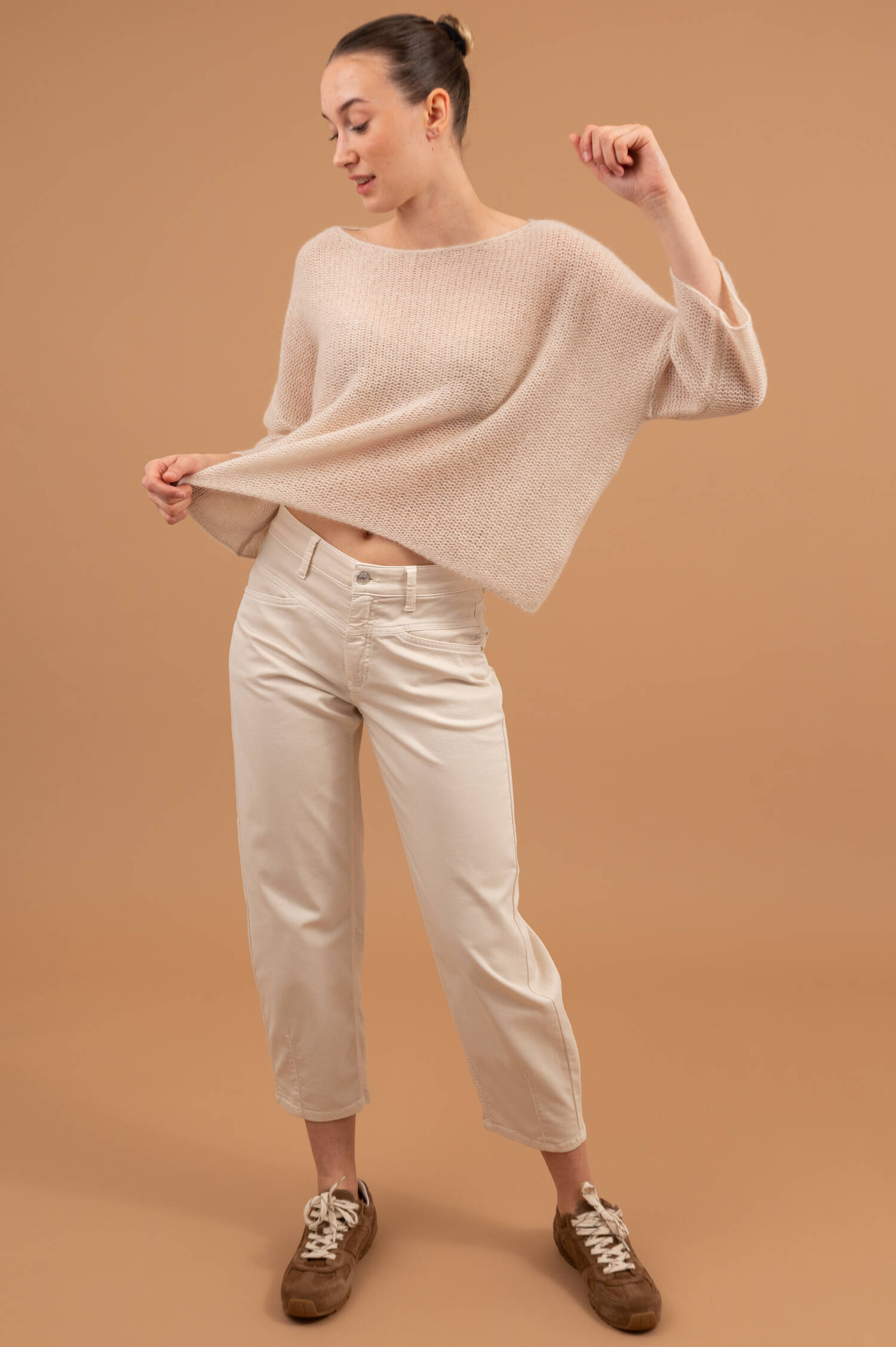 Cashmere-Seiden Pullover in Sandbeige