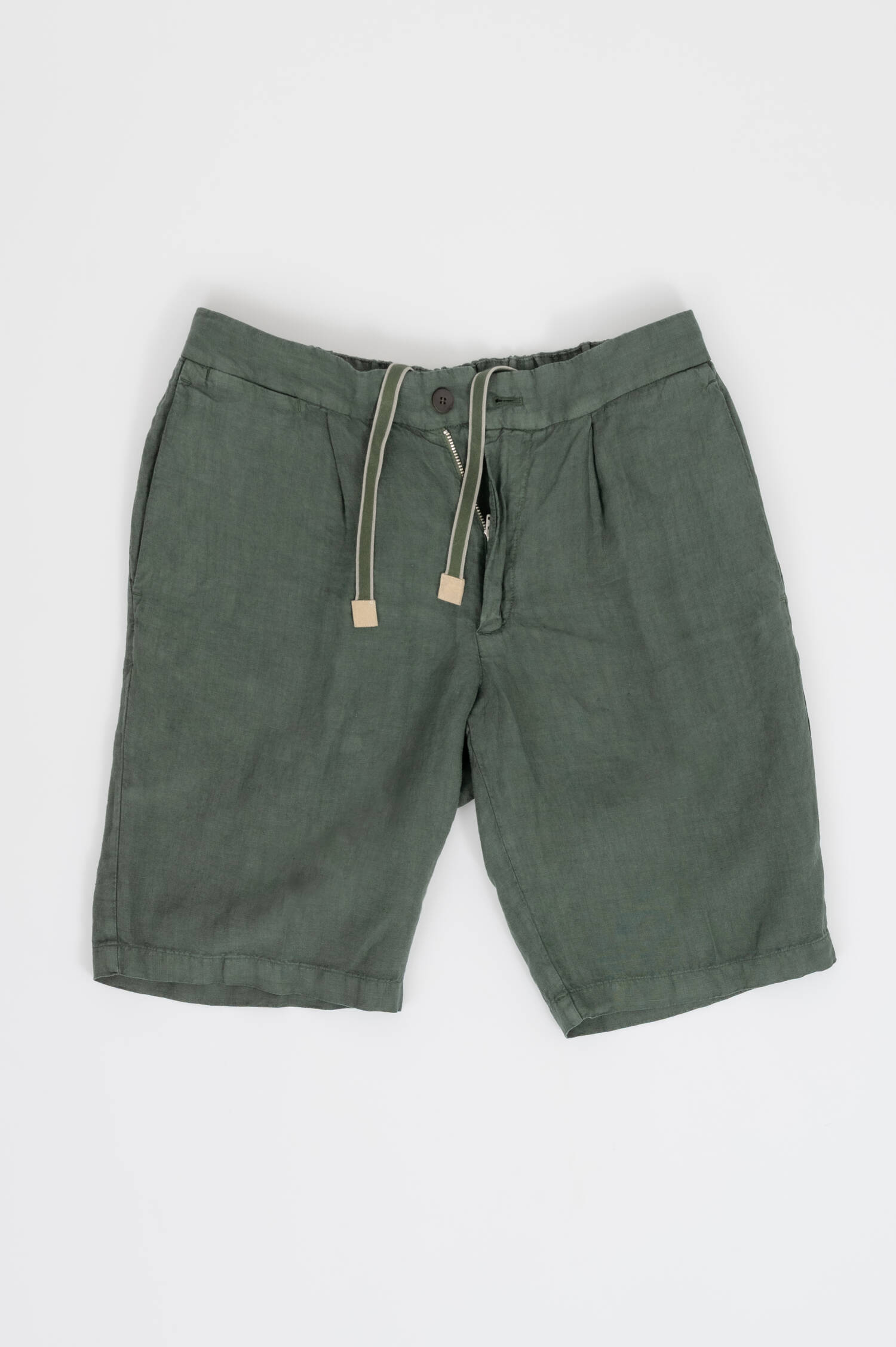 Leinen Bermuda in Dunkelgrün